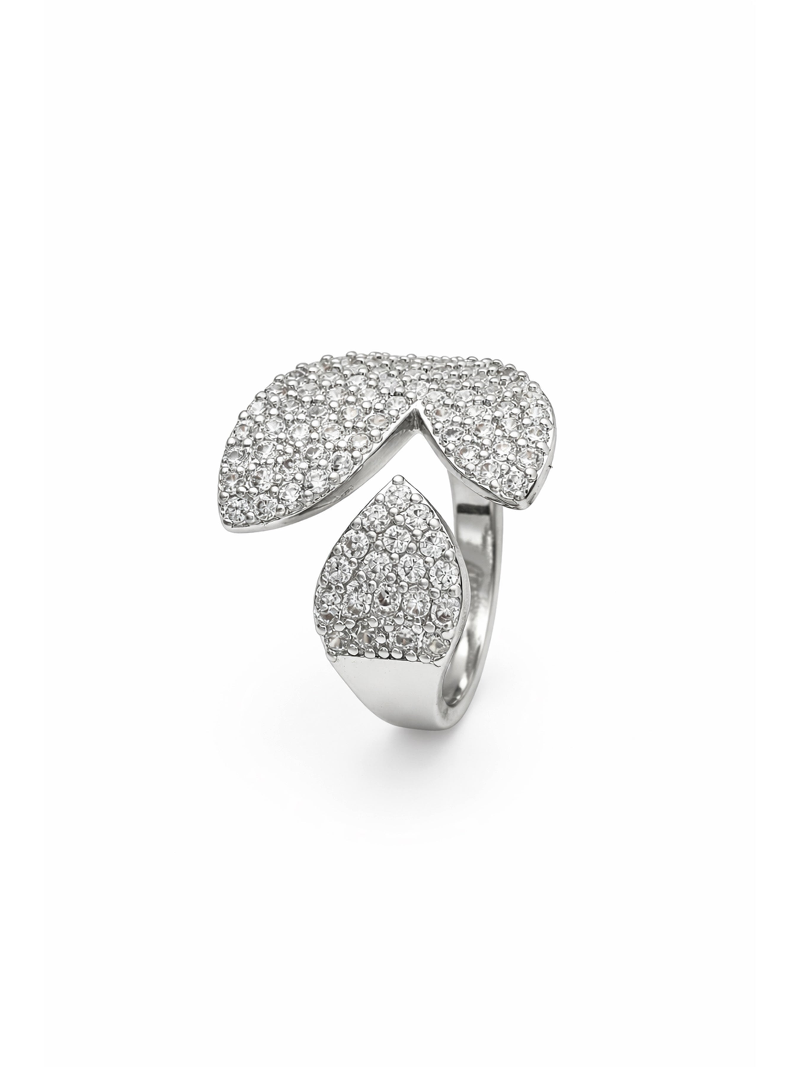 Metallic Abstract Pavé Open Ring