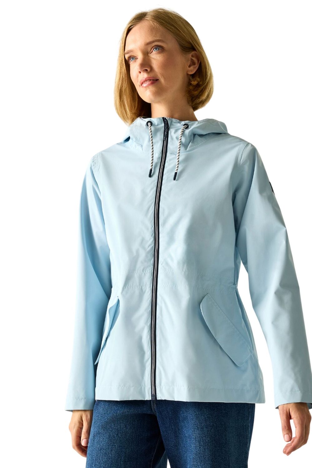Sky Blue Bayletta Plain Waterproof Jacket, Image 4 of 4
