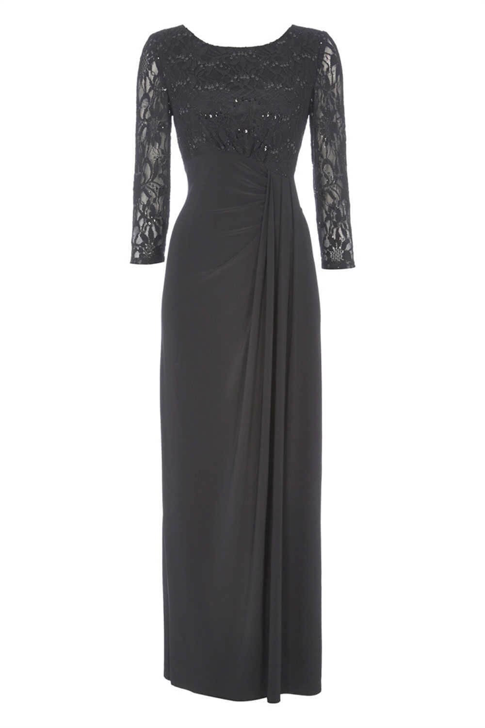 Black Lace Embellished Maxi Dress, Image 5 of 4