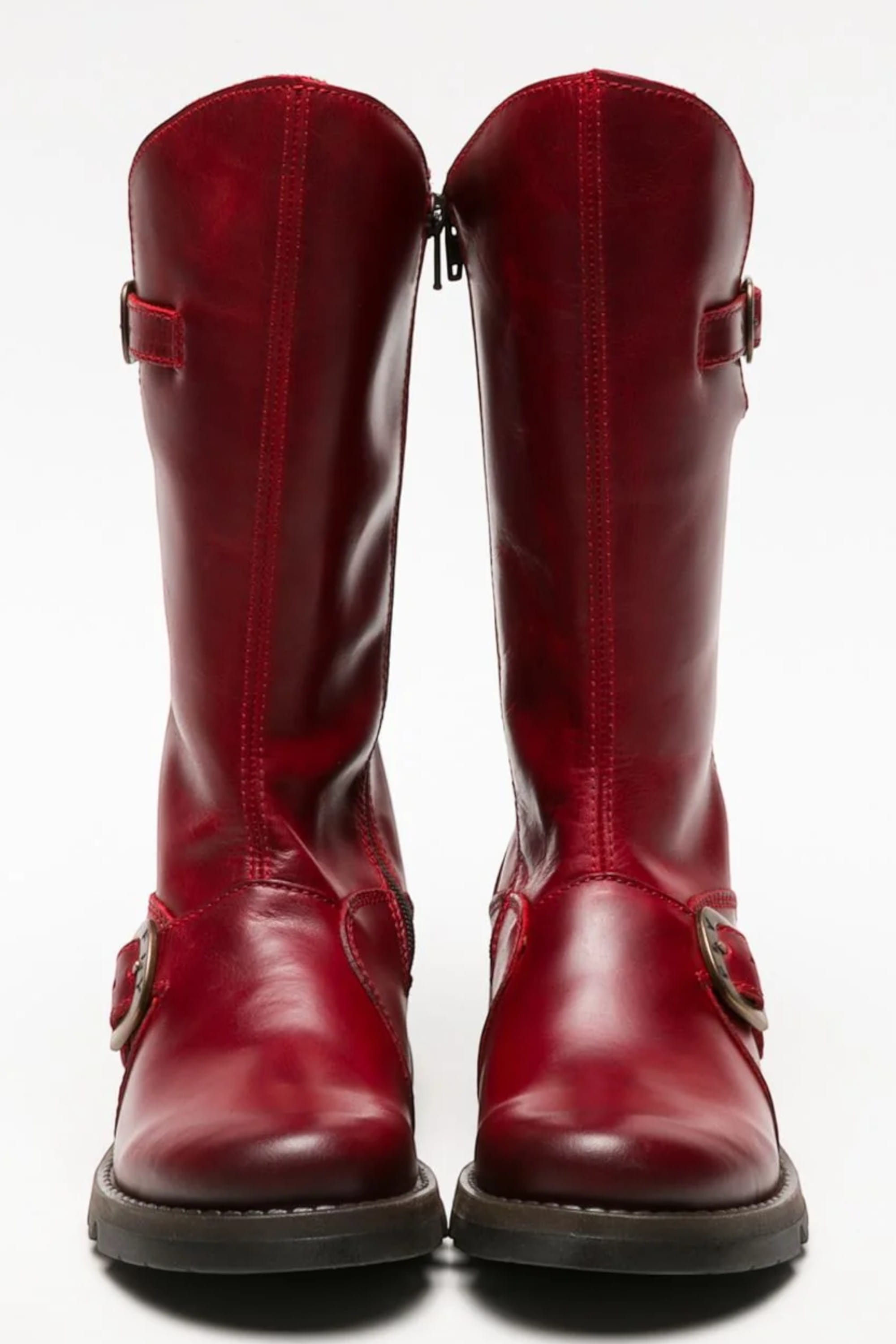 Red Womens Mid-Calf Platform Boots-MES2913, Image 4 of 5