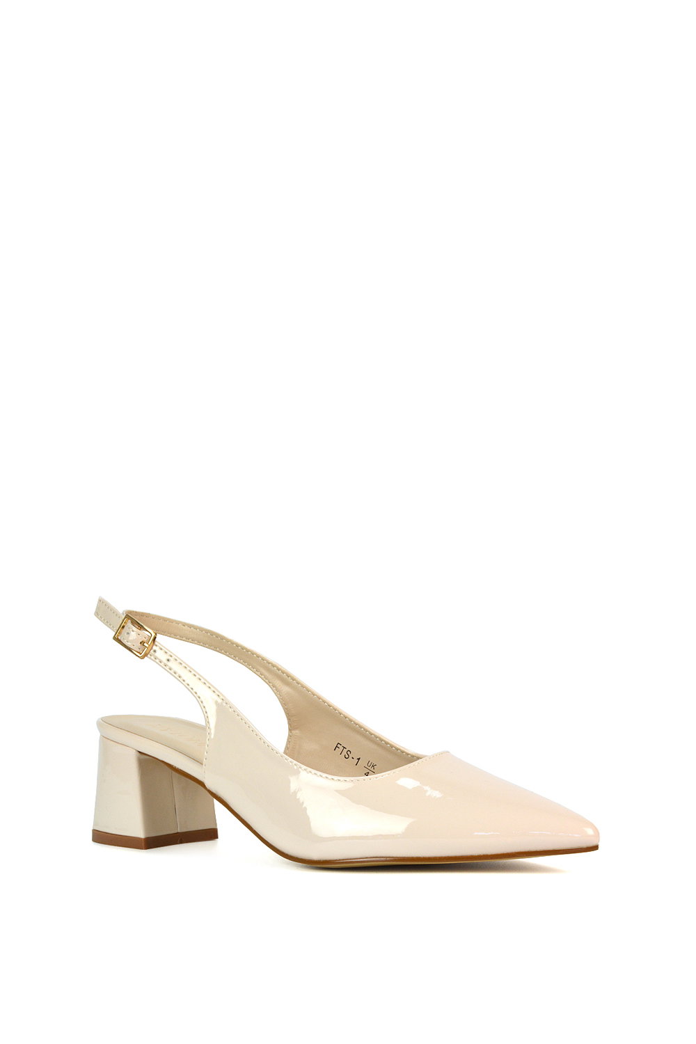 Beige 'Devon' Court Shoe Block Heels With Slingback, Image 2 of 6