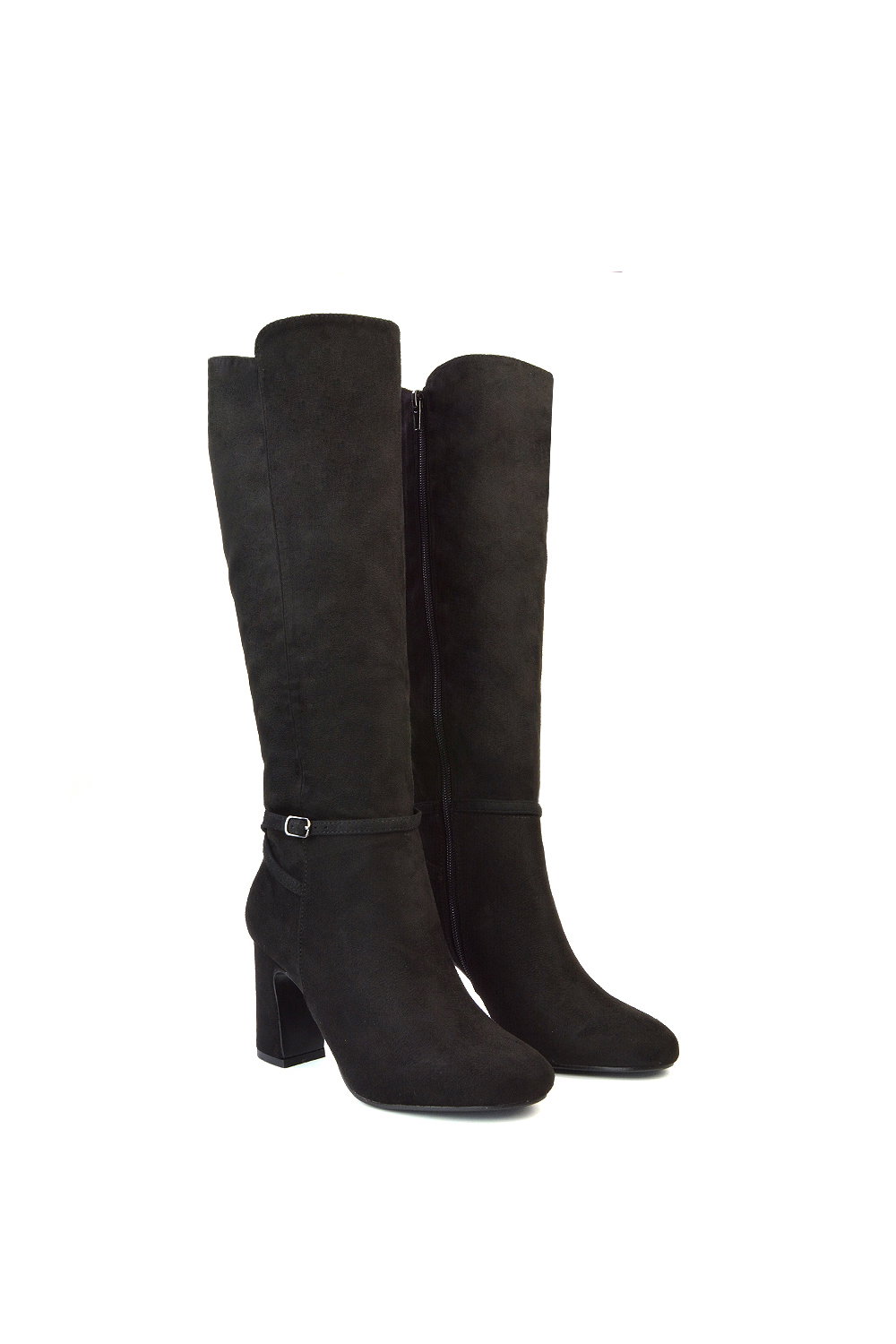 Black 'Olly' Knee High Boots With Block Mid Heel, Image 5 of 5
