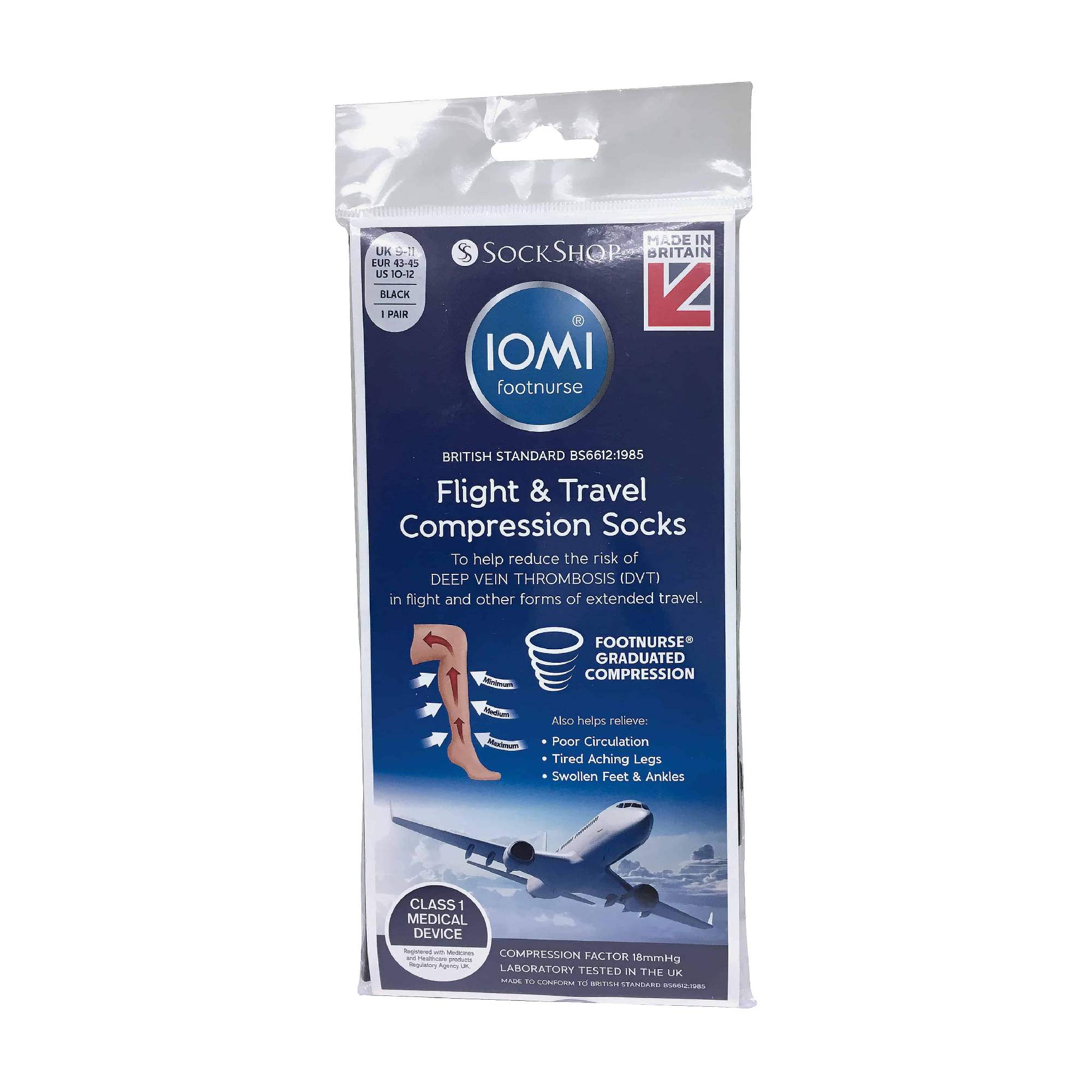 Black 18 Mmhg Compression Flight Socks, Image 4 of 4