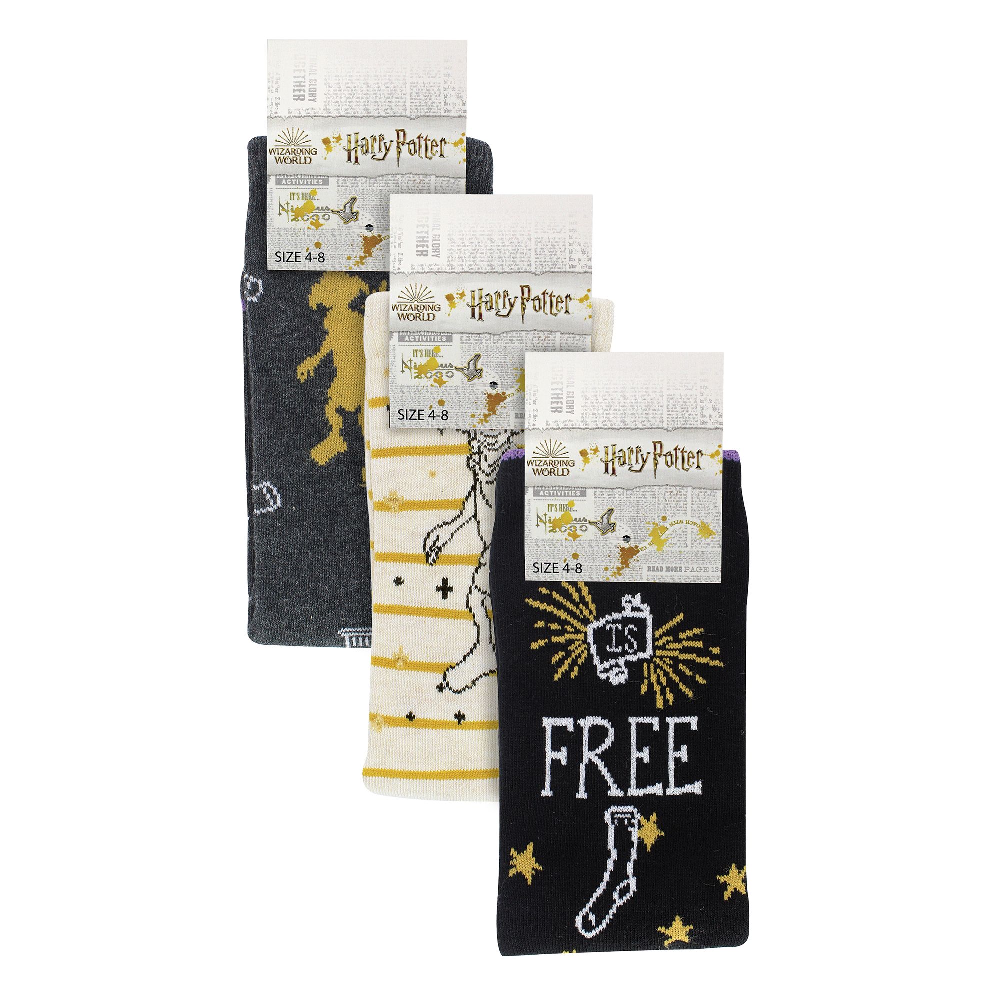 Multi Ladies 3 Pack “Dobby Is Free” Harry Potter Socks, Image 5 of 5