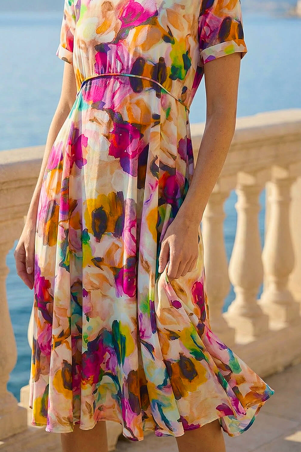 Purple Floral Print Smock Dress, Image 5 of 4