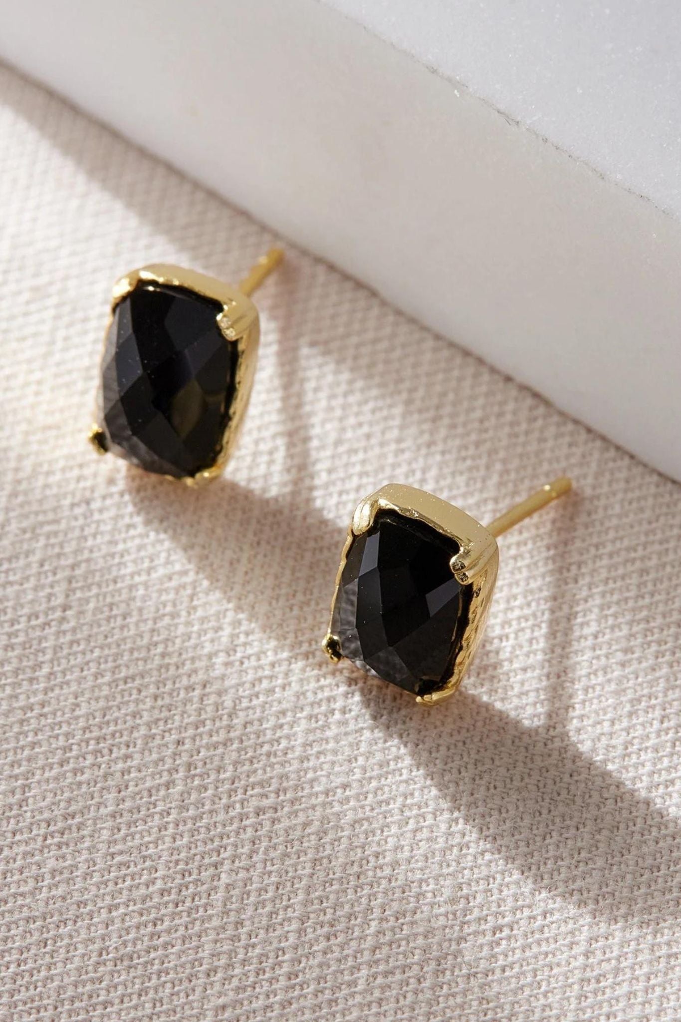 Black Gold Plated Sterling Silver CZ Black Studs, Image 1 of 3