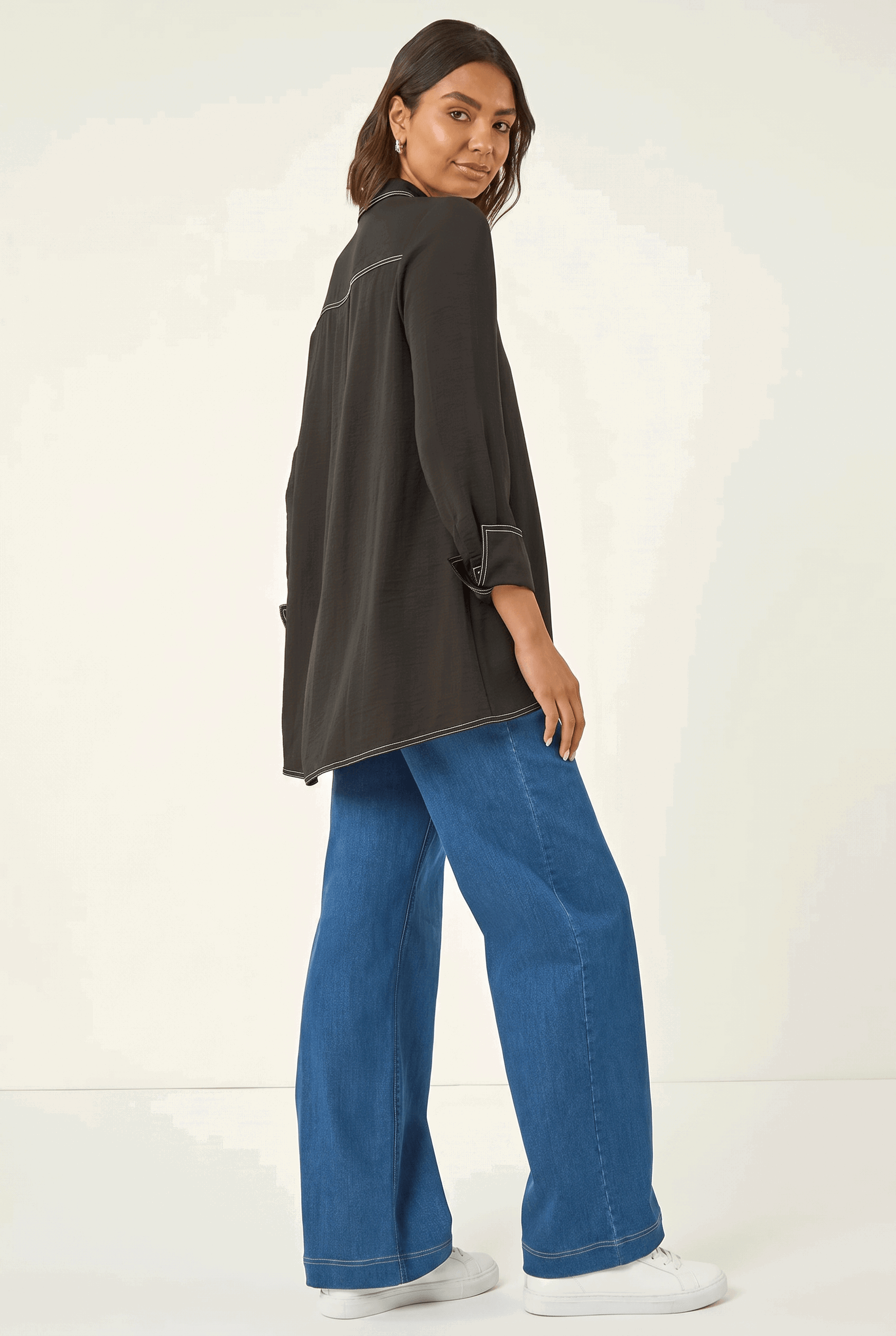 Black Contrast Stitch Shirt, Image 5 of 7