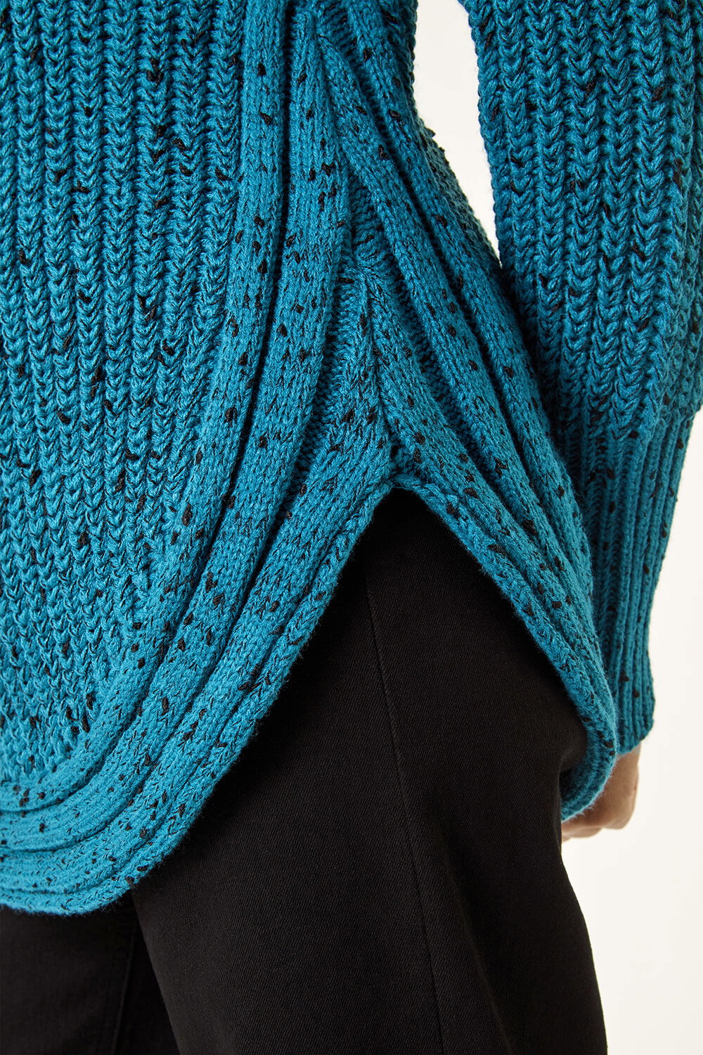 Blue Curved Hem Stitch Knit Jumper, Image 6 of 5