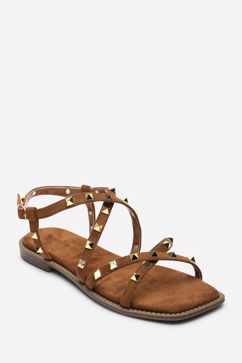 Brown 'Montana' Gladiator Sandal With Stud Detail, Image 3 of 6