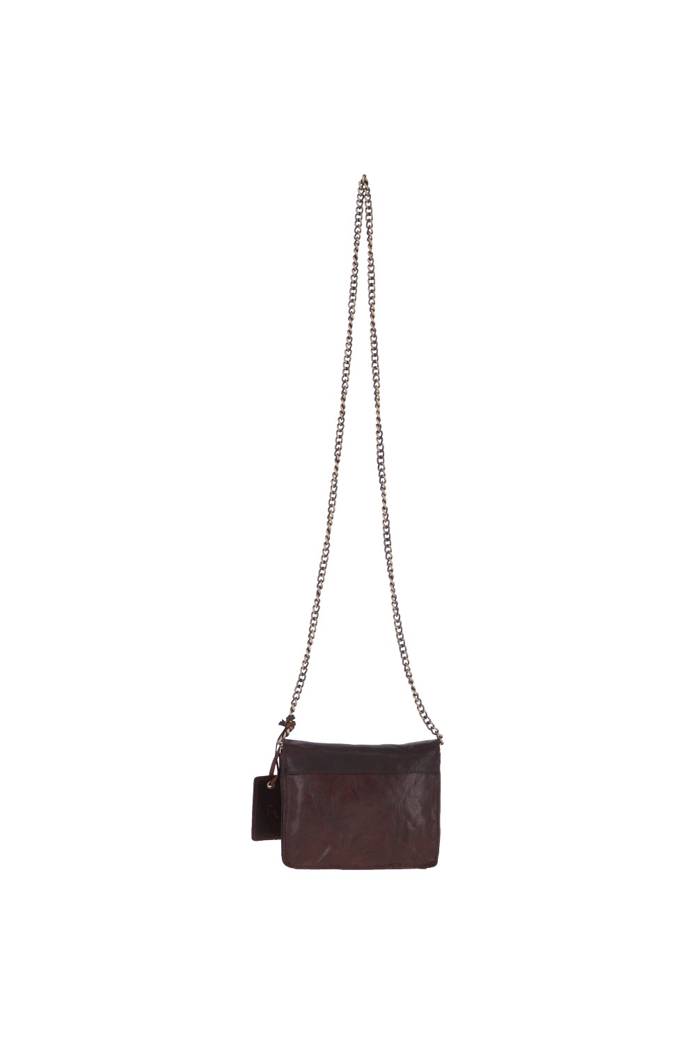 Dark Brown Vintage Mini Leather Cross Body Shoulder Bag With Chain Strap, Image 4 of 4