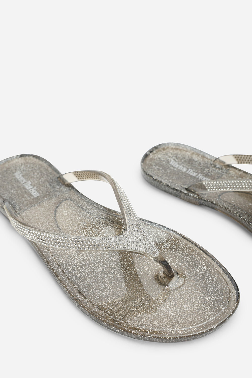 Grey Where's That From Grey Giuliana Glitter Toe Post Flip Flops, Image 5 of 6