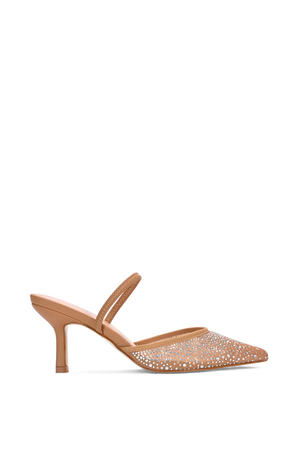 Black 'Chase' Stiletto Heel Court Shoes With Mesh And Rhinestones