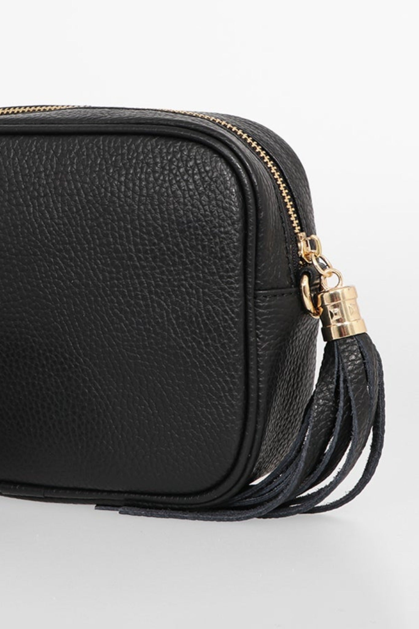 Black Italian Leather Crossbody Camera Bag, Image 2 of 2