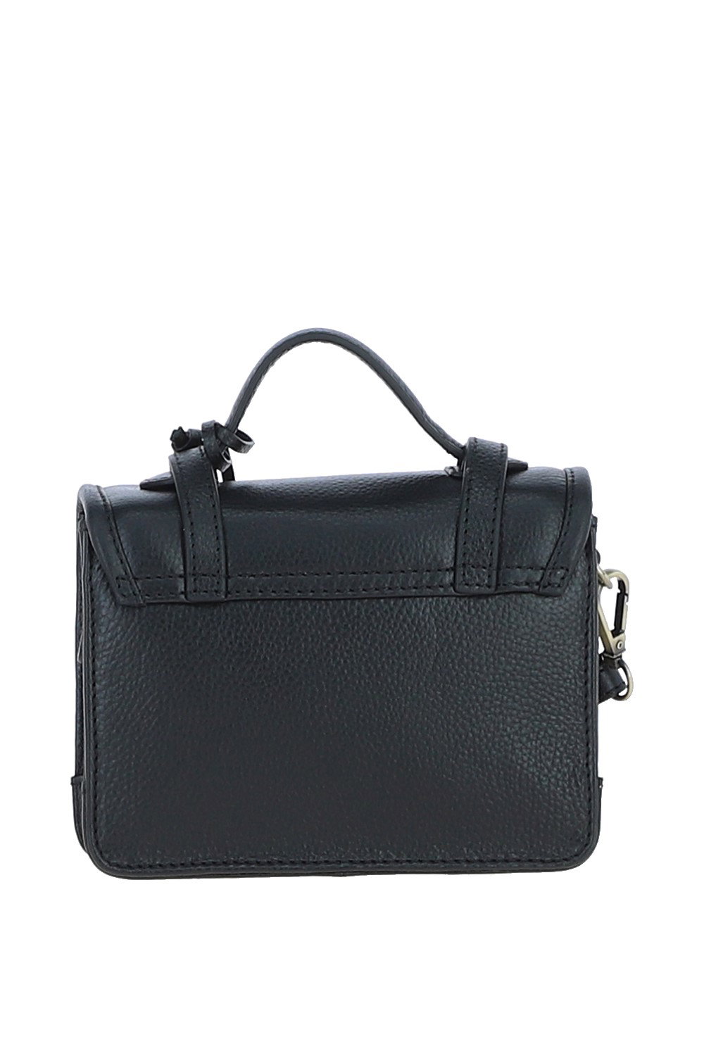 Black Stylish Real Leather Small Satchel Bag, Image 3 of 4