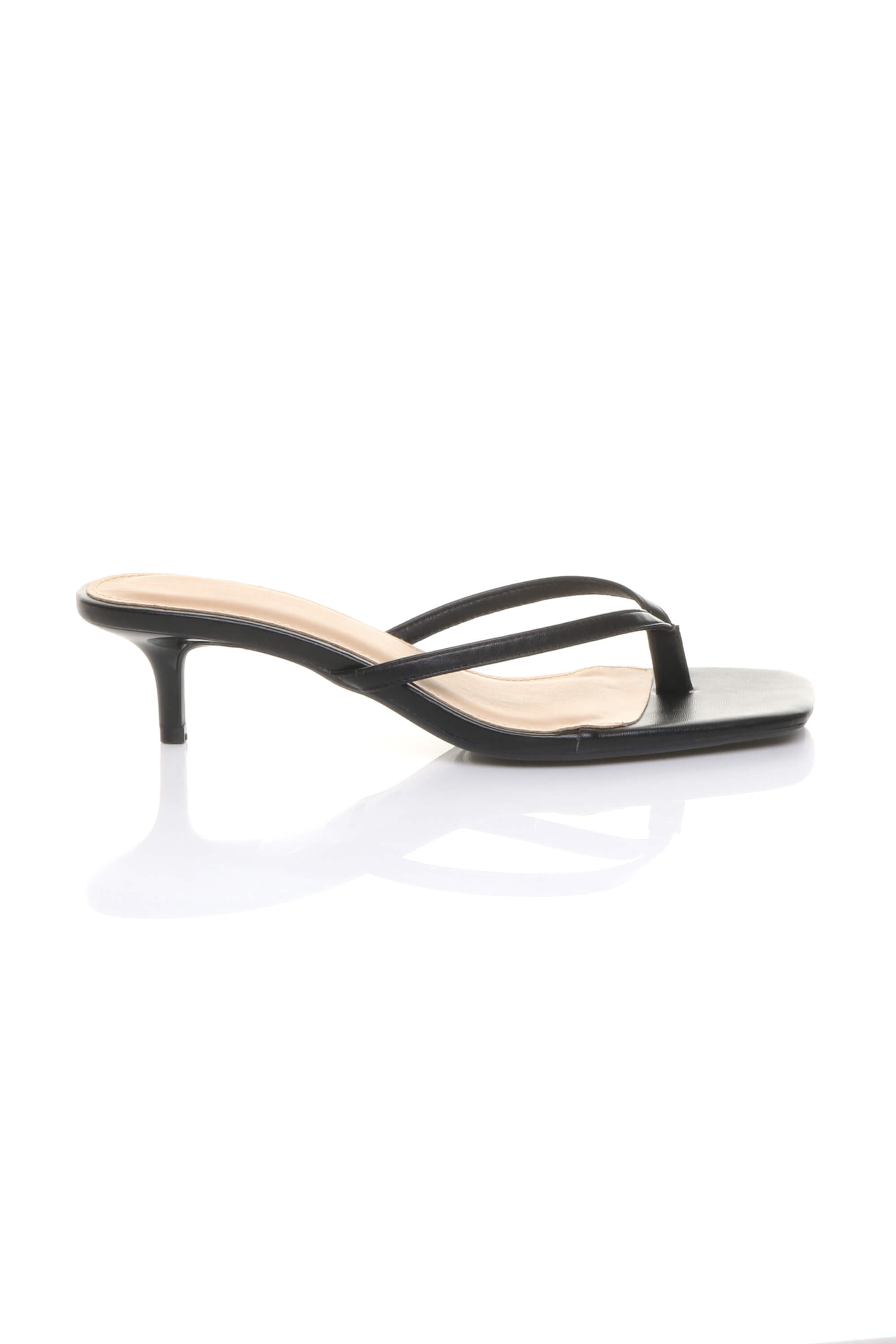 Low Kitten Heel Toe Post Slip On Square Toe Sandals, Image 2 of 5