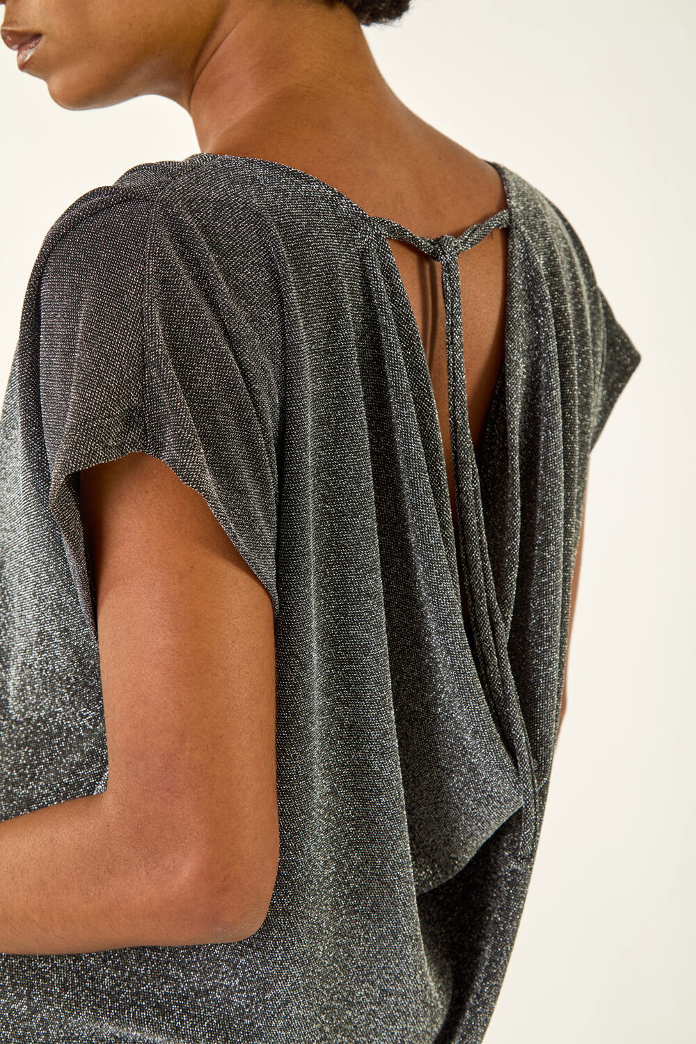 Silver Shimmer Scoop Back Stretch Top, Image 6 of 5