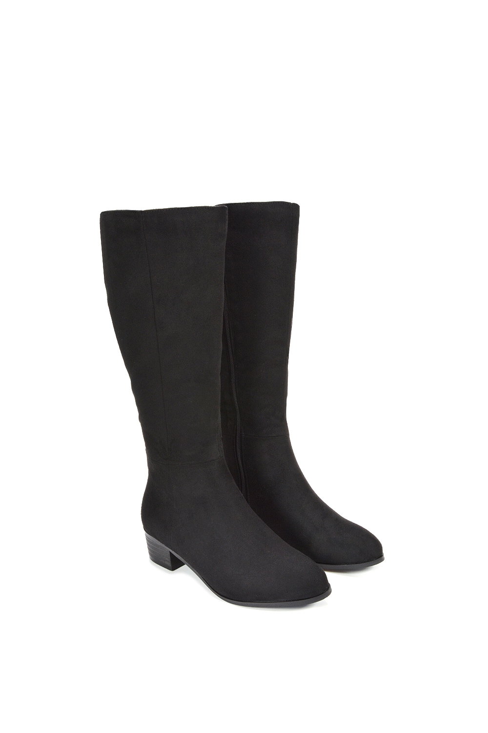 Black ‘Anne’ Knee High Boots with Low Block Heel, Image 6 of 6