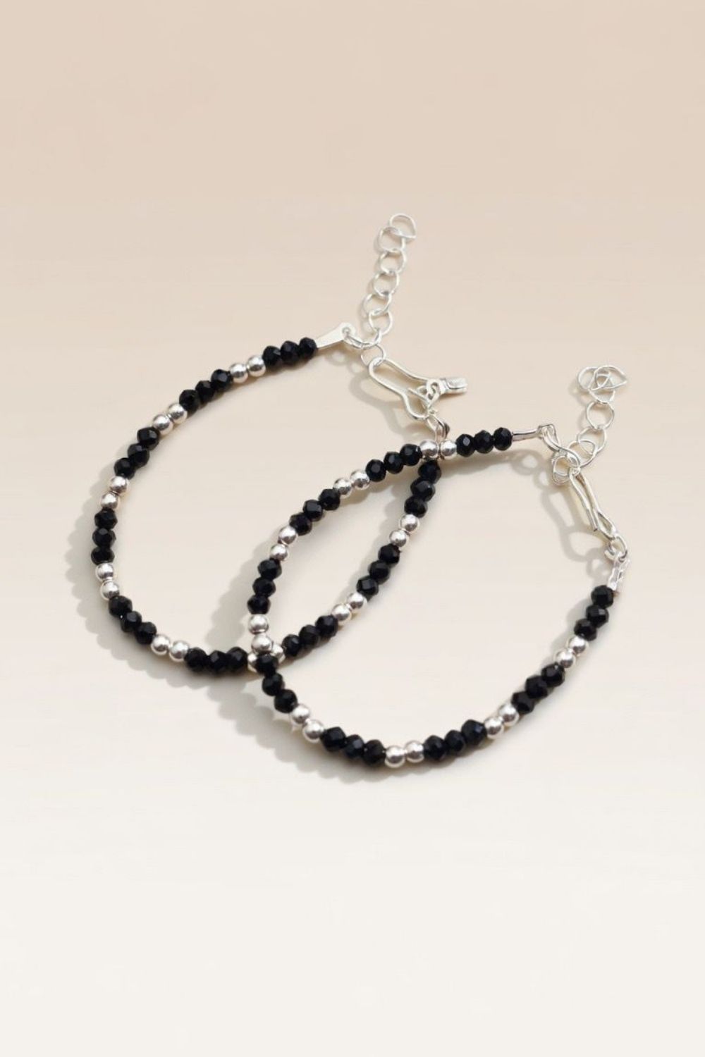Black Baby Nazaria Black Beaded Silver Bracelet/Anklet, Image 1 of 2