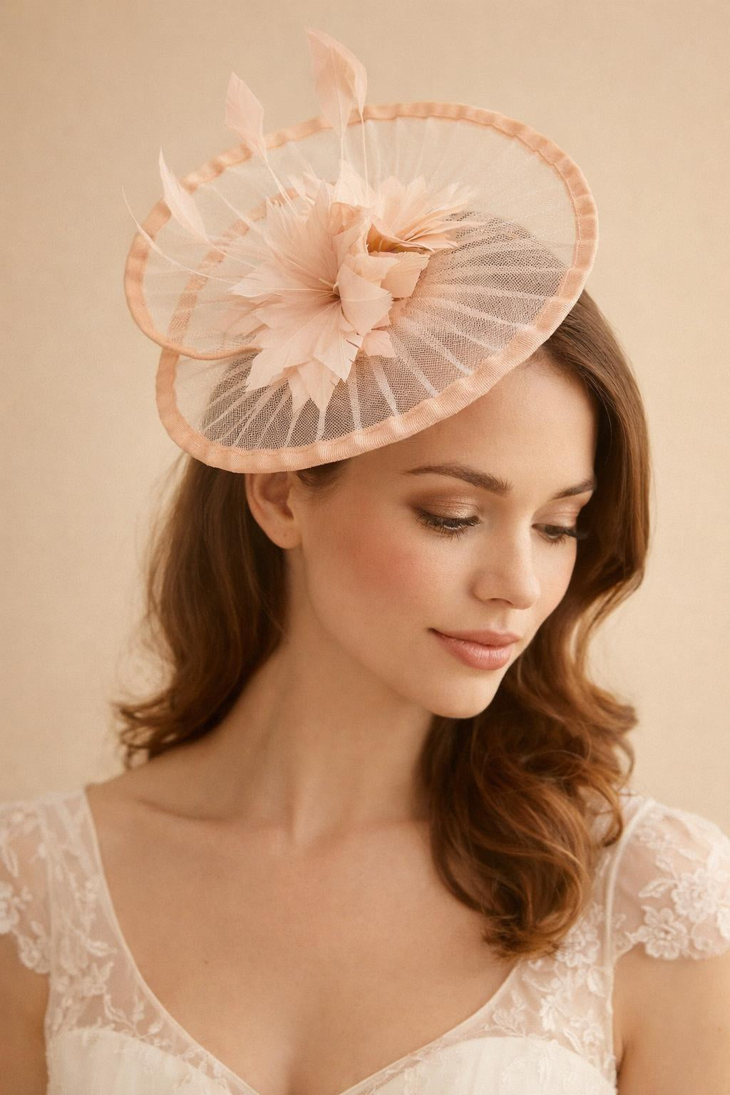 Purple Spiral Circular Brim Fascinator With Feathers Burst