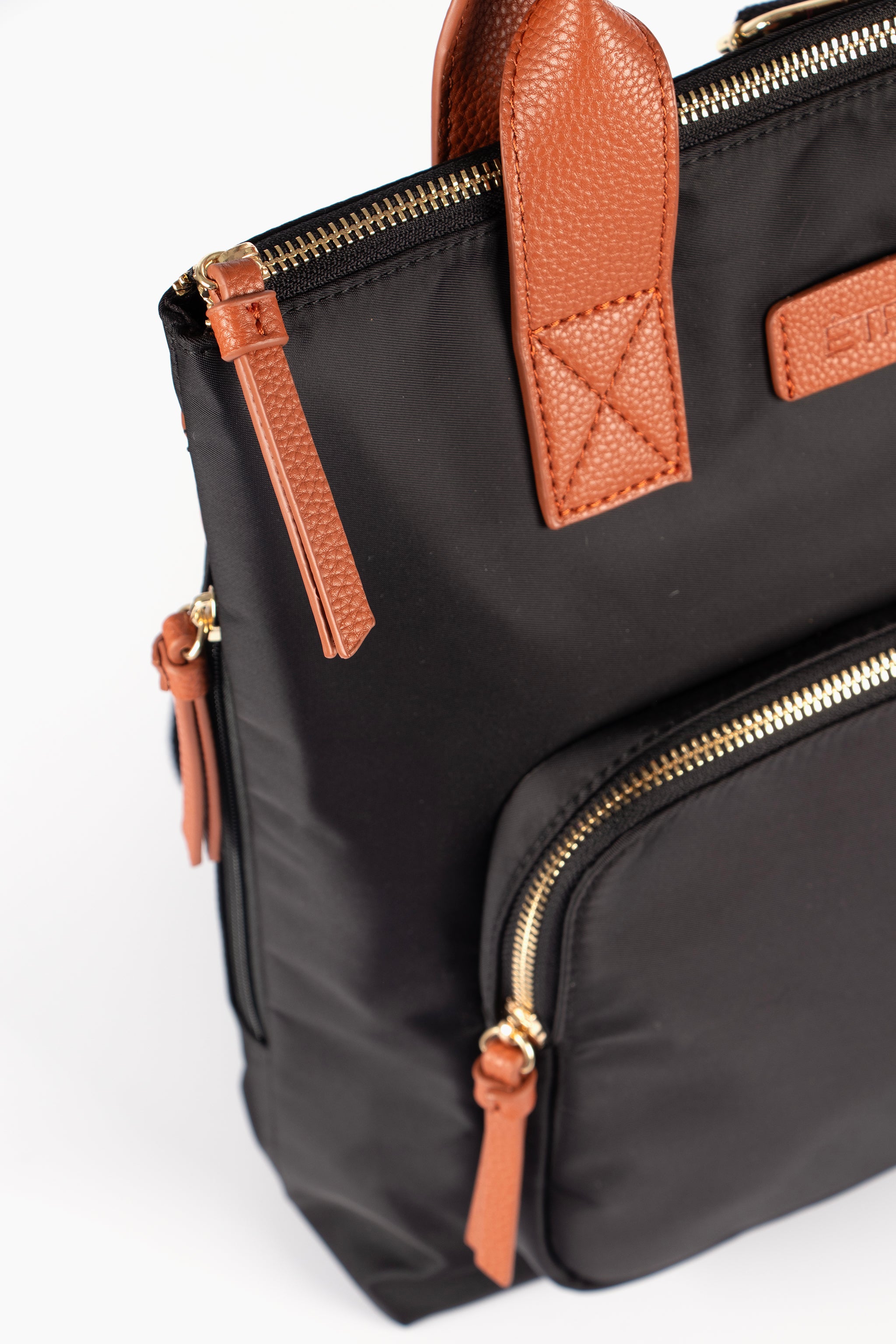 Black Plain Top Handle Foldable Backpack, Image 3 of 4