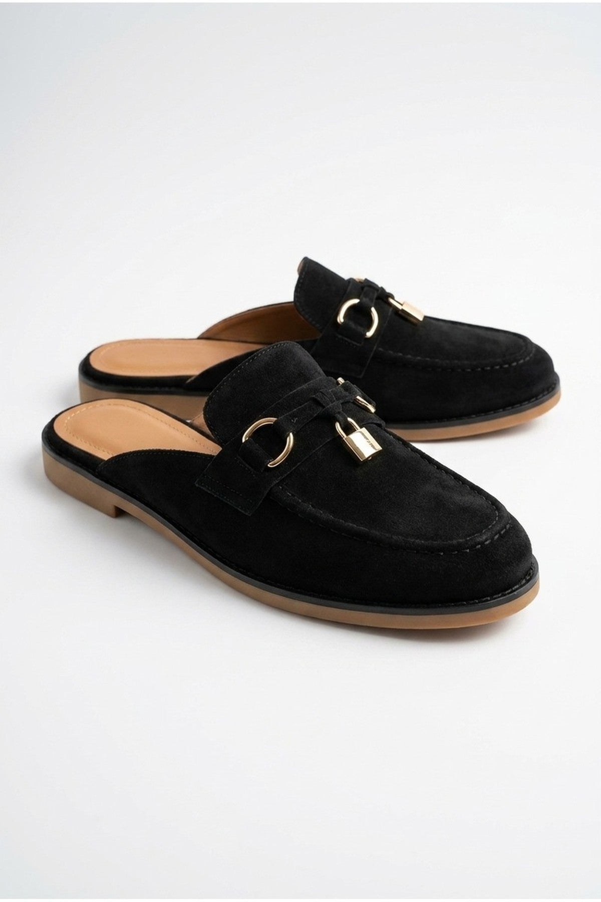 Black Mia Womens Suede Loafer Mules, Image 4 of 5