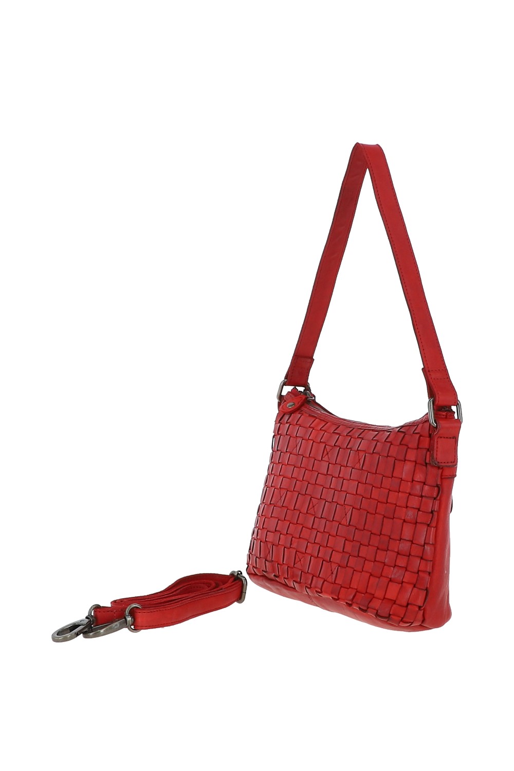 Red Ashwood Leather Red 'Incanto Infinito' Vintage Woven Leather Shoulder Bag, Image 2 of 3