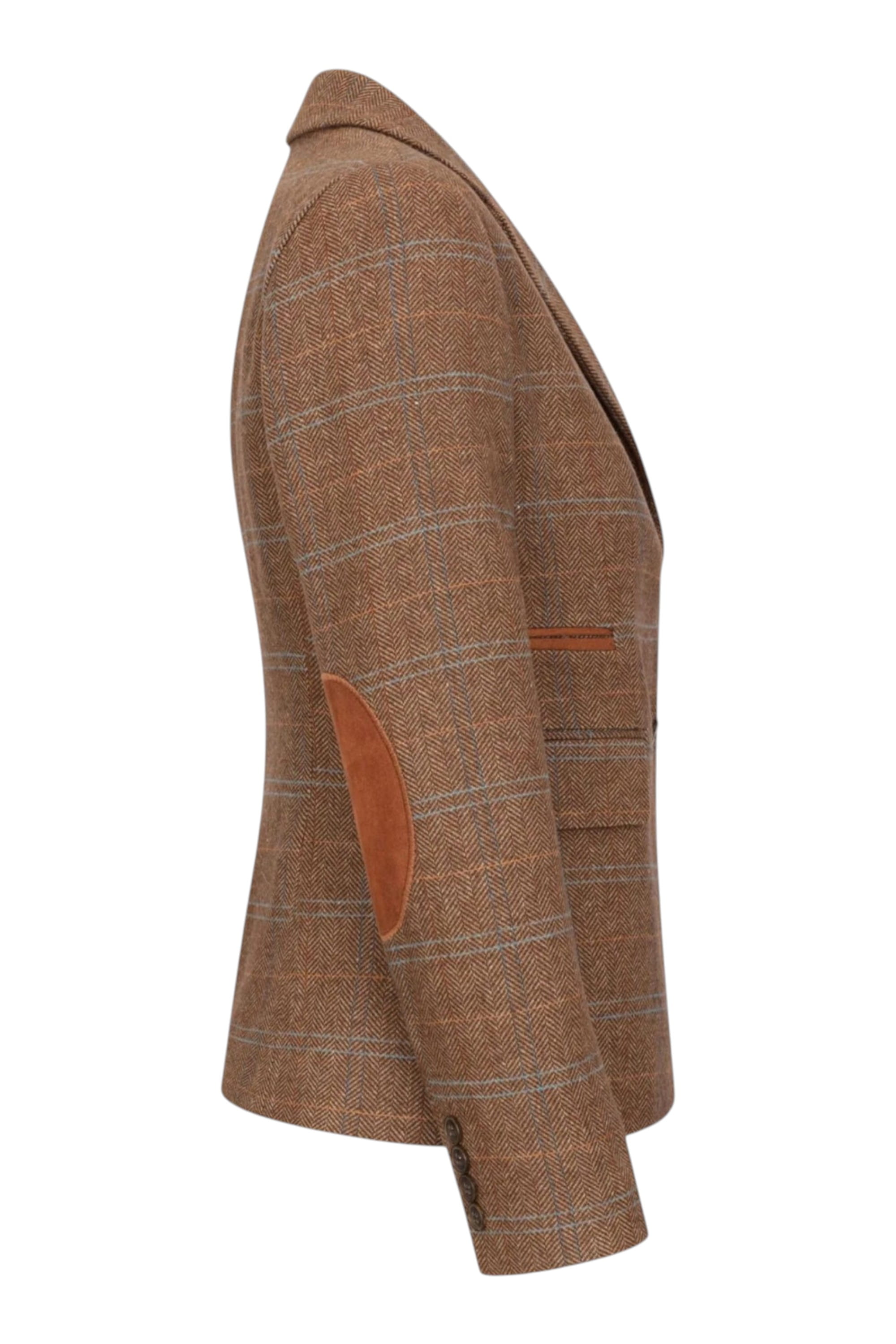 Brown Infinity Leather Brown Tweed Blazer in Herringbone Check, Image 4 of 6