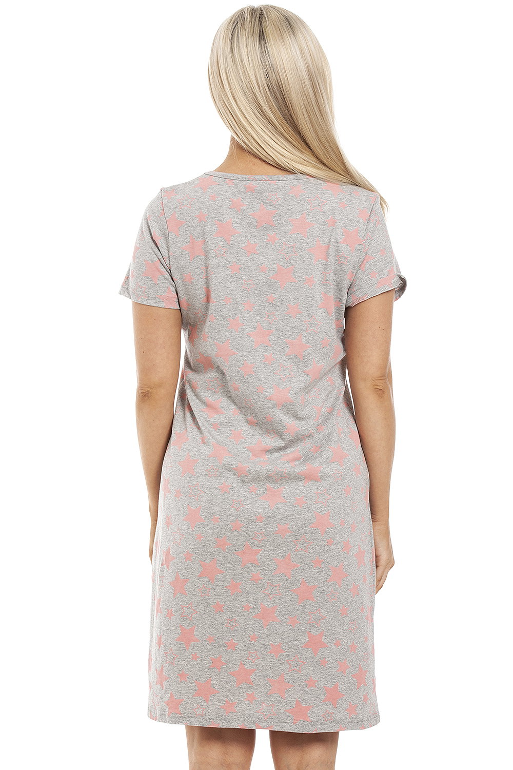 Grey Star Print Cotton Lace Nightshirt, Image 4 of 5