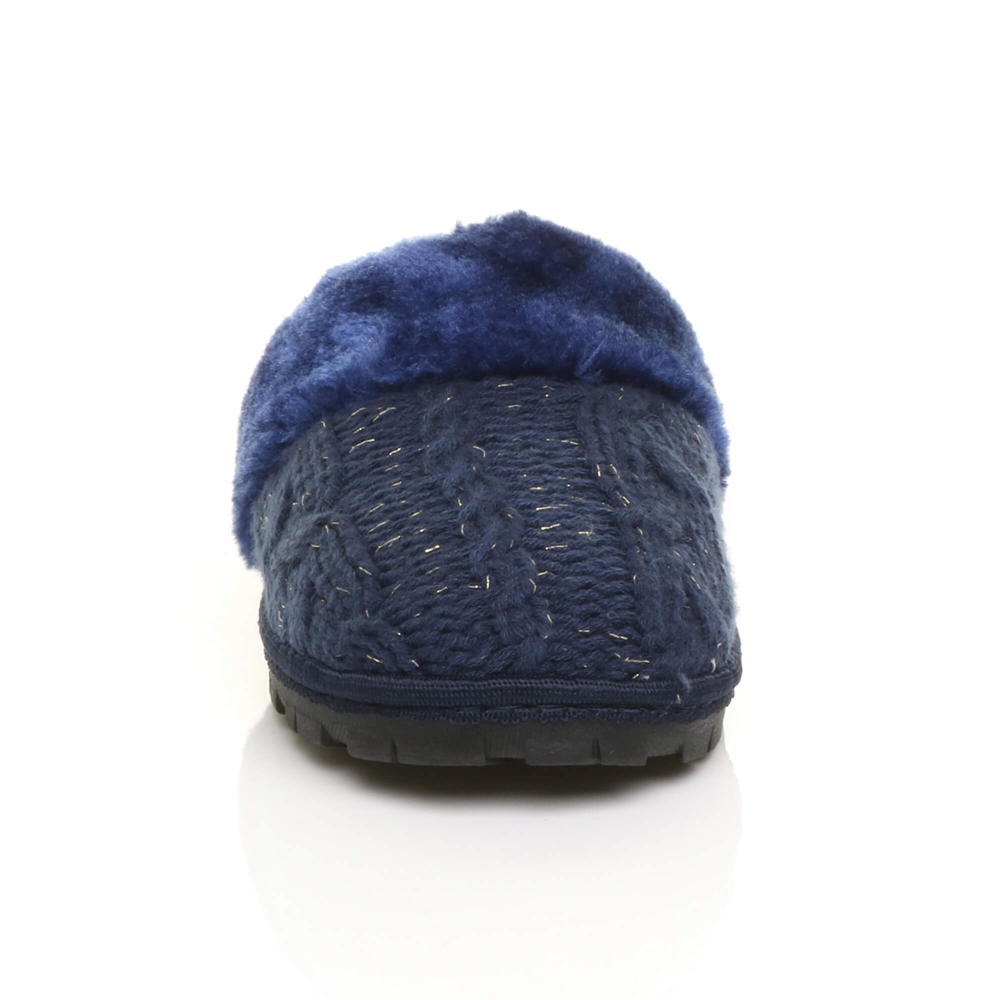 Navy Blue AJVANI Navy Blue Glitter Knitted Mules Slippers, Image 5 of 5