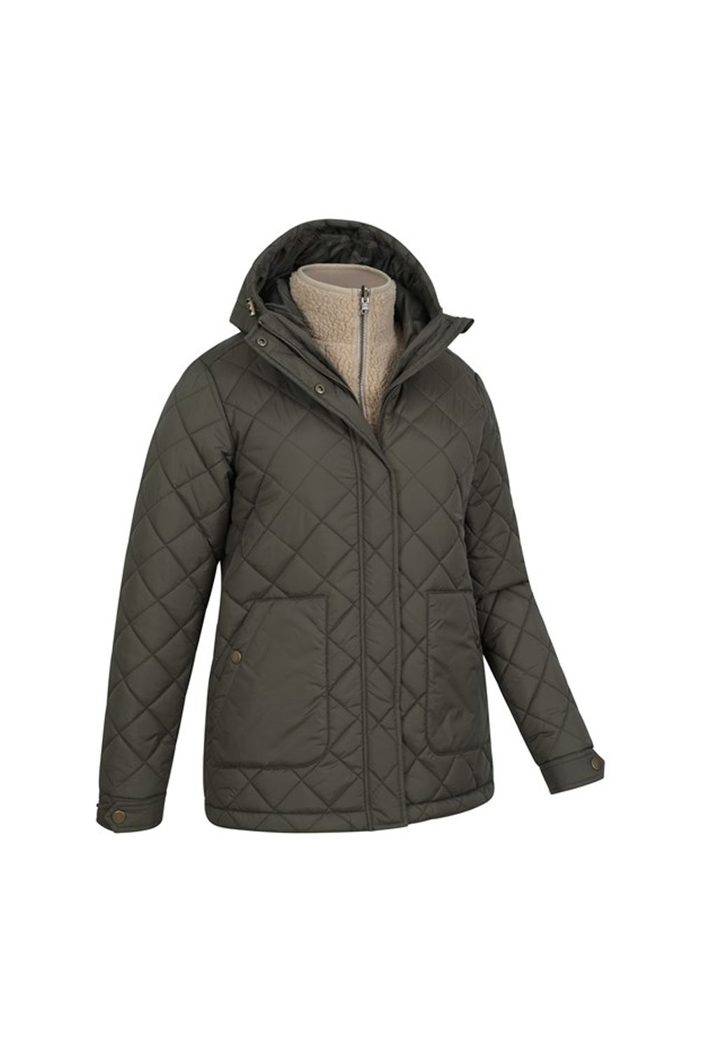 Khaki Nebraskan Borg 3 in 1 Padded Jacket, Image 5 of 5