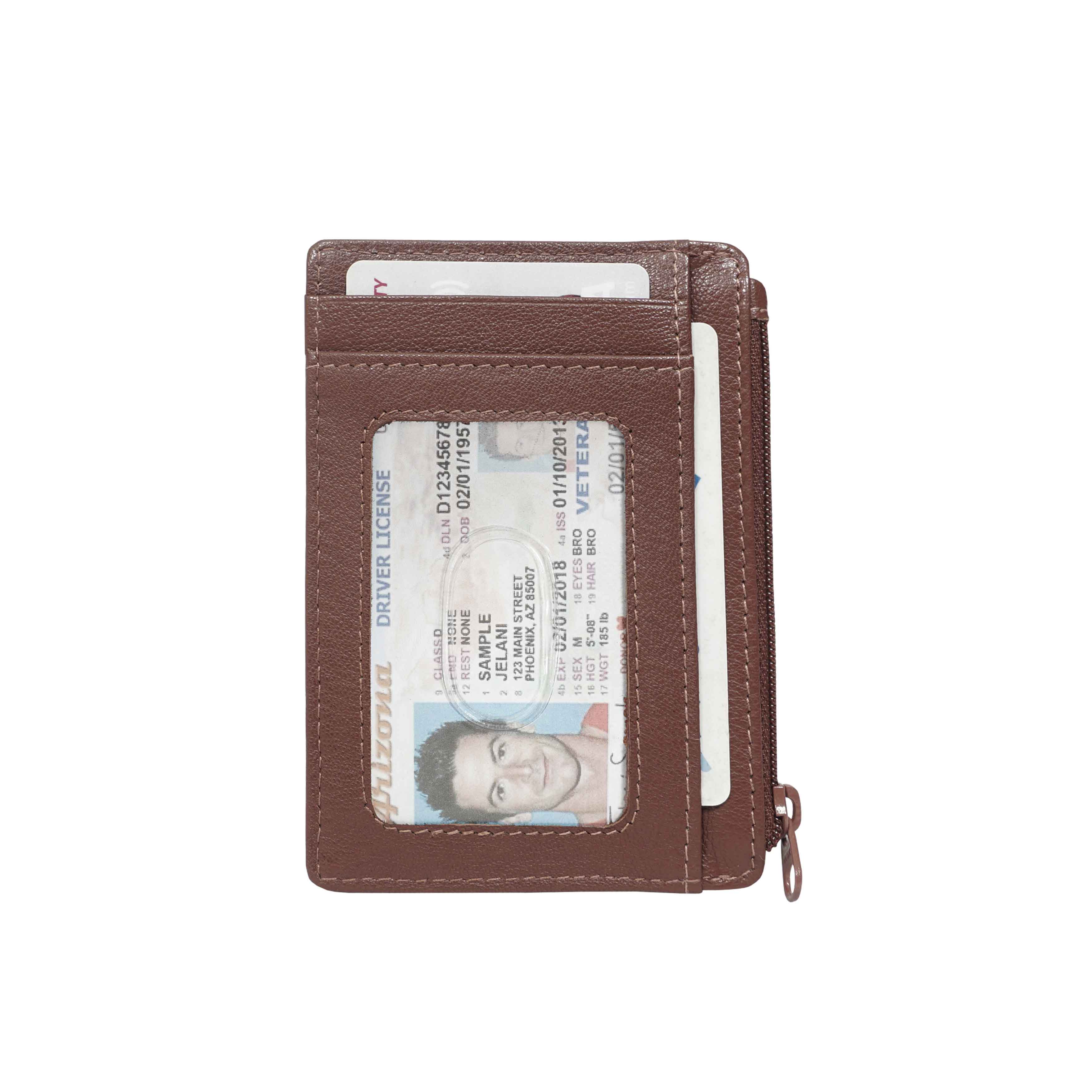 Brown 'LYNN' Real Leather Slim Credit Cardholder Case, Image 3 of 5