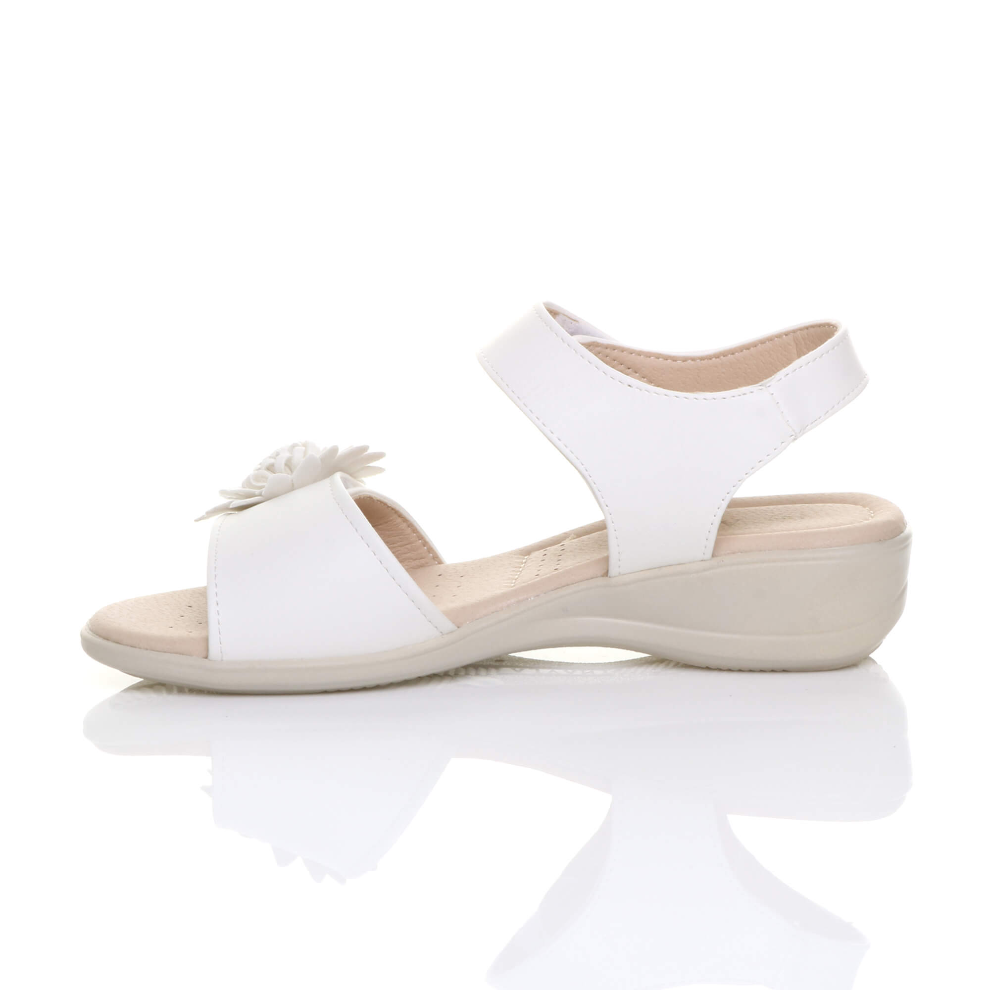 White AJVANI White Comfort Touch Close Sandals, Image 3 of 6