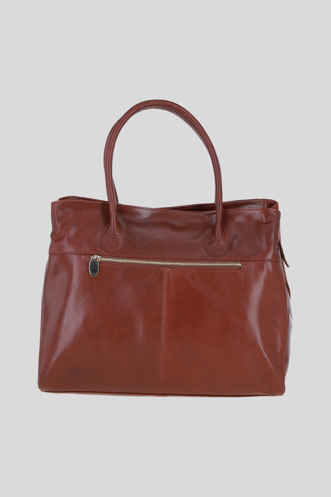 Tan Real Leather and Suede Large Handbag with Detachable Strap, Image 3 of 4