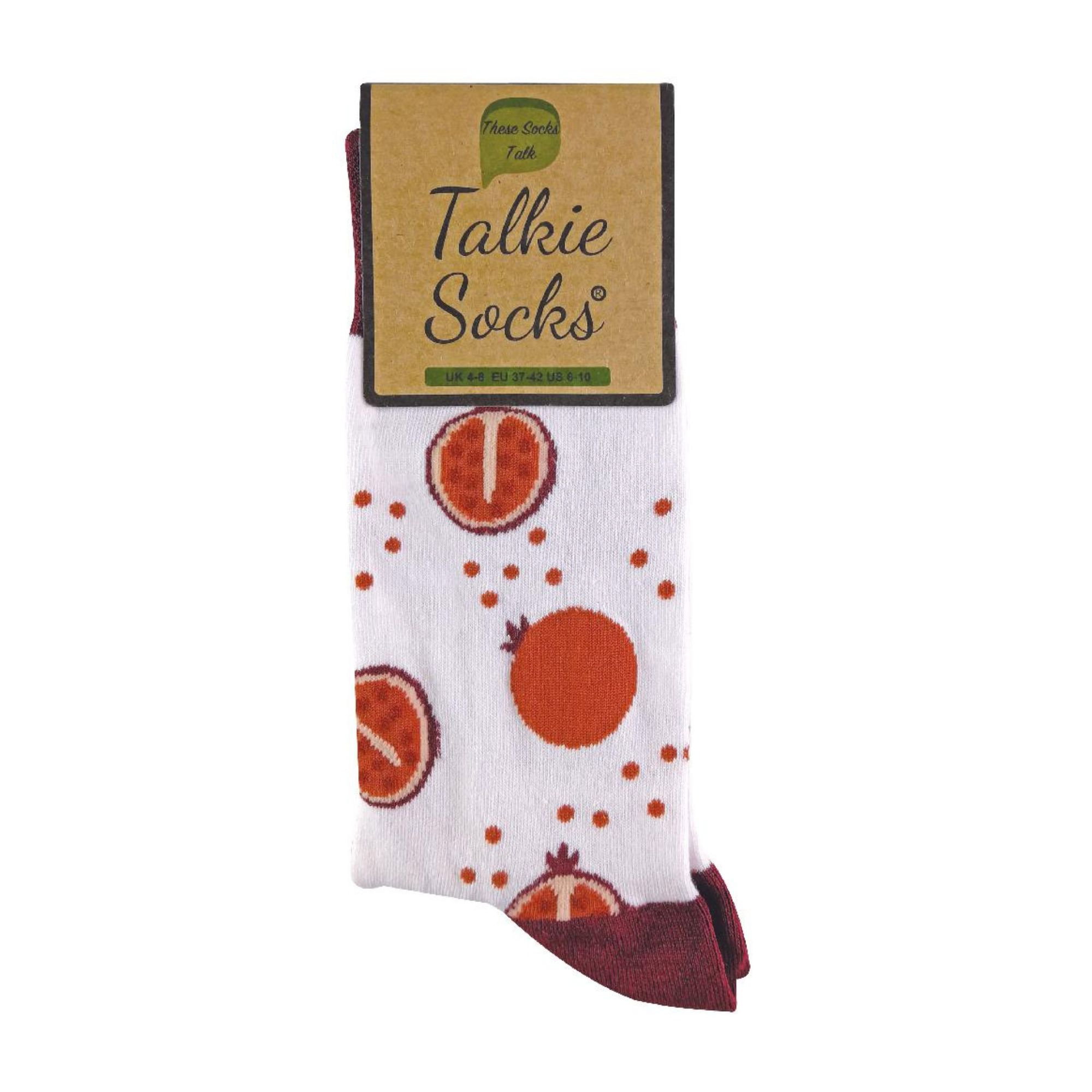 Burgundy 1 Pack Ladies Cotton Novelty Design Fruit Socks, Image 5 of 5