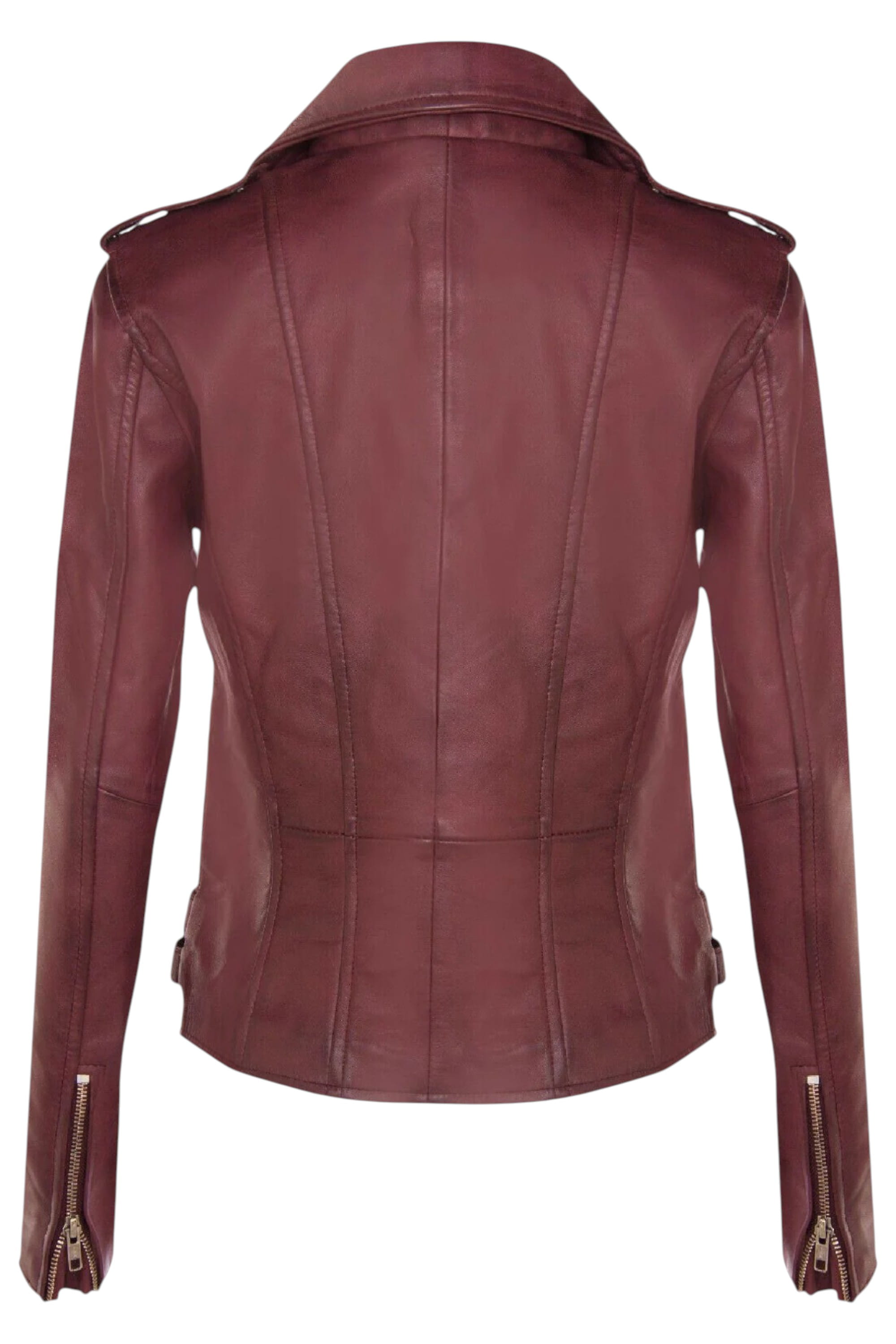 Burgundy Leather Brando Biker Jacket-Loddon, Image 4 of 6