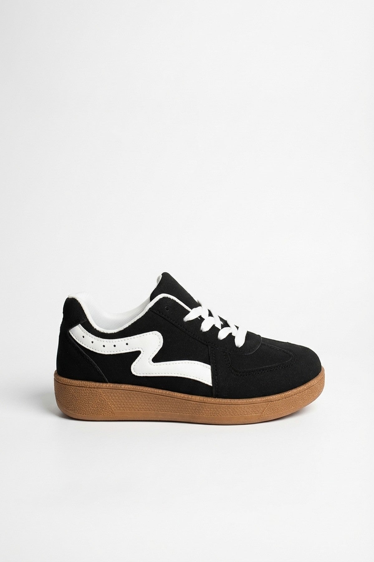 Black iKrush Black Poppy Womens Retro Stripe Gum Sole Trainers, Image 8 of 8