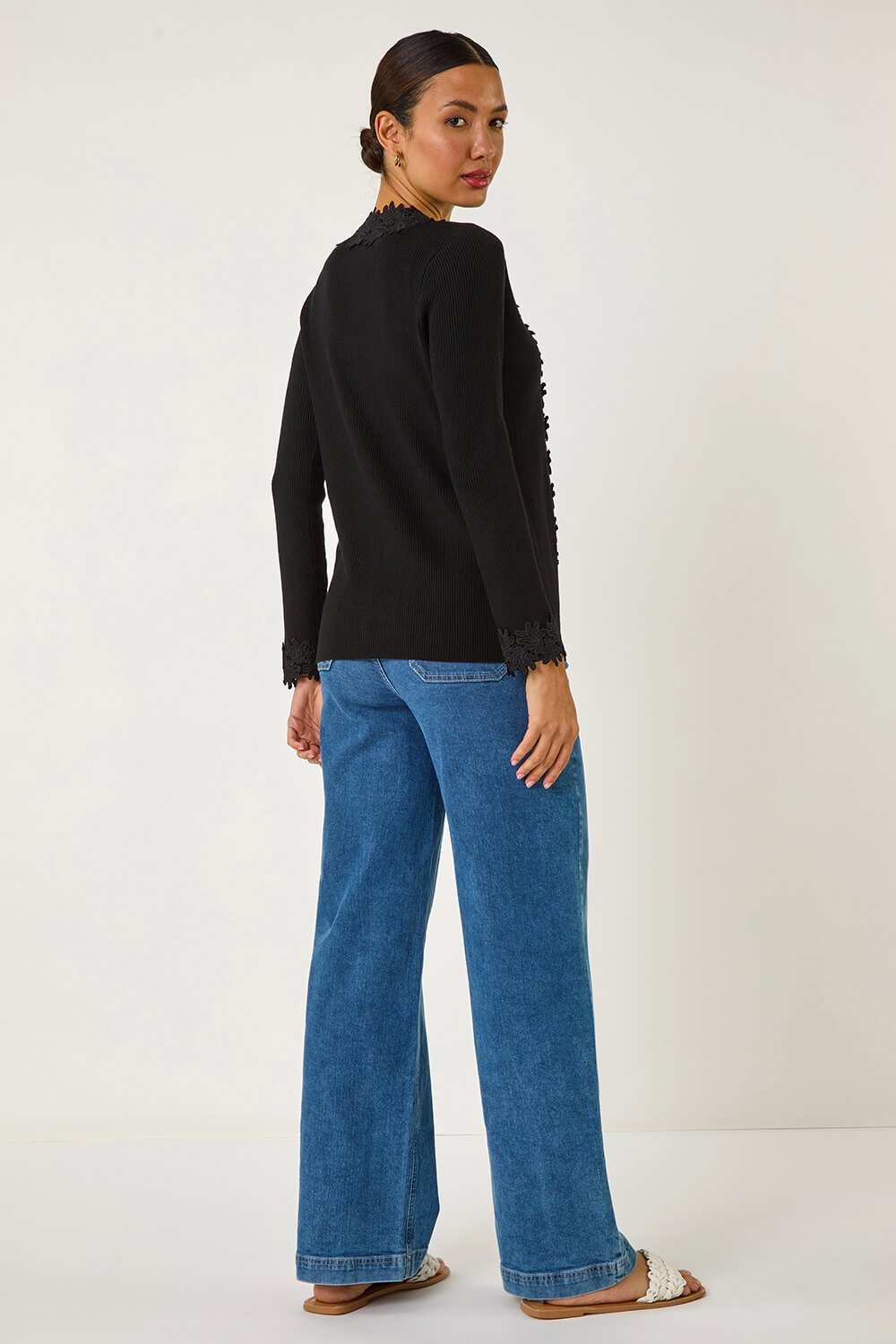 Lace Trim  Knit Cardigan