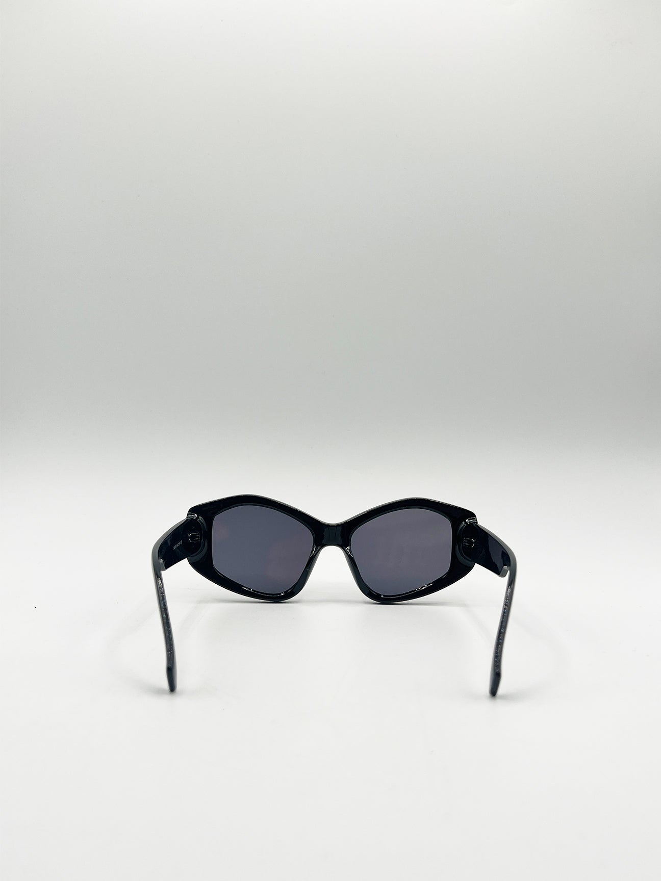 Black Angular Cat-Eye Sunglasses in Black, Image 6 of 6
