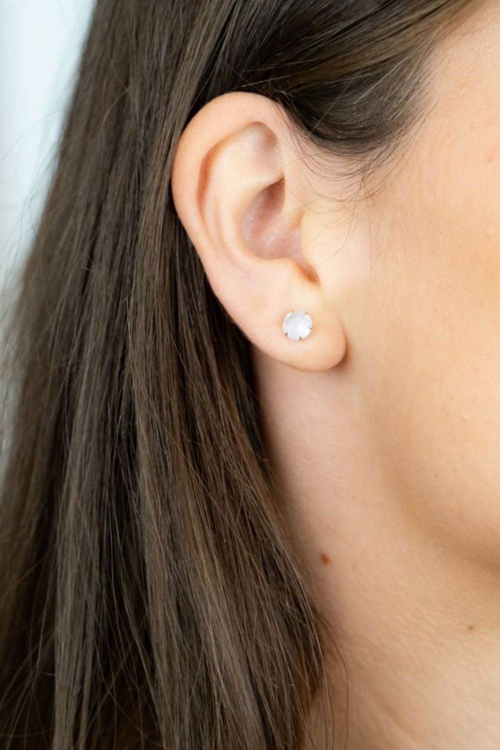 Peach Minimalist Stone Stud Earrings, Image 2 of 2