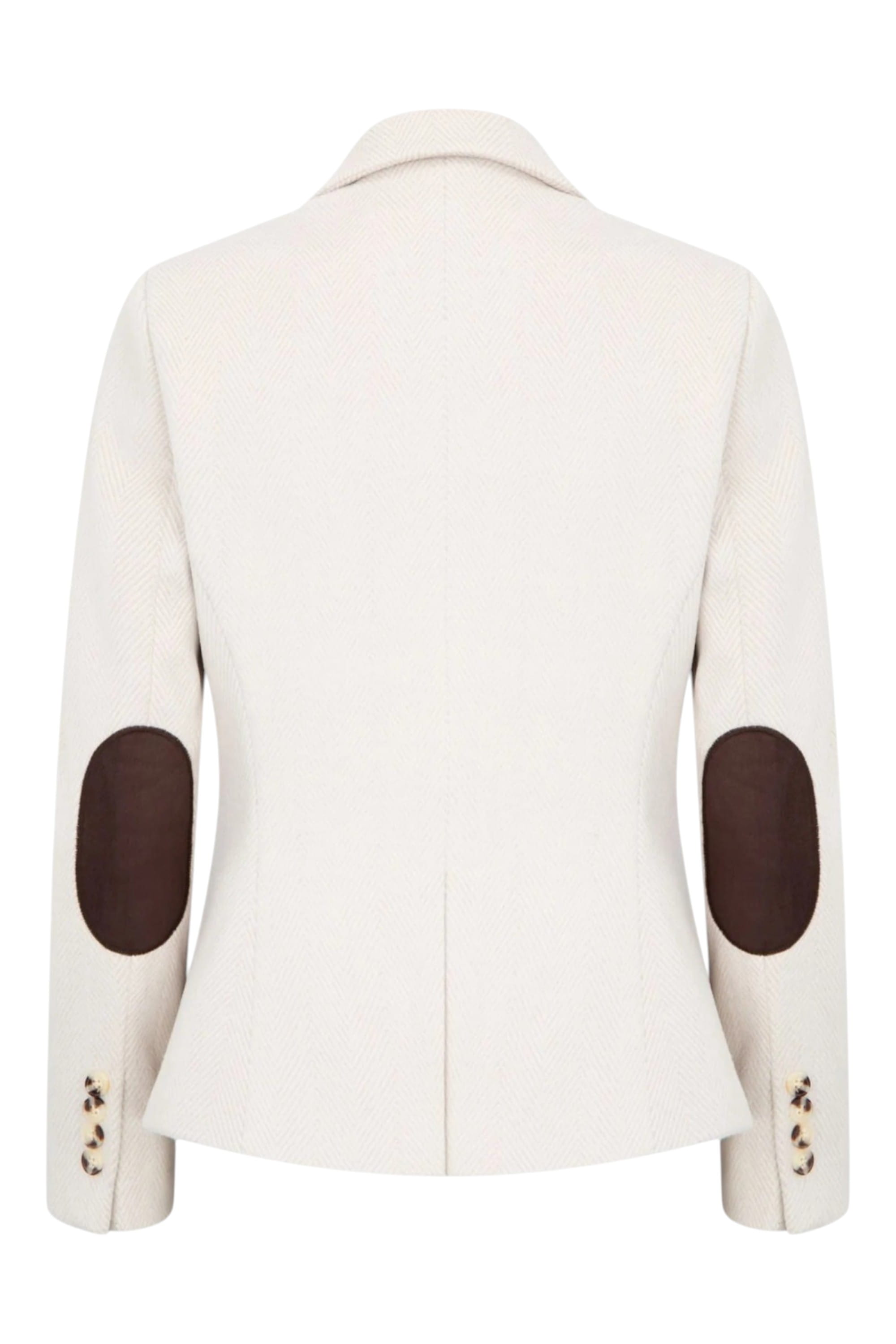 Cream Infinity Leather Cream Women's Cream Wool Blend Tweed Blazer, Image 5 of 6