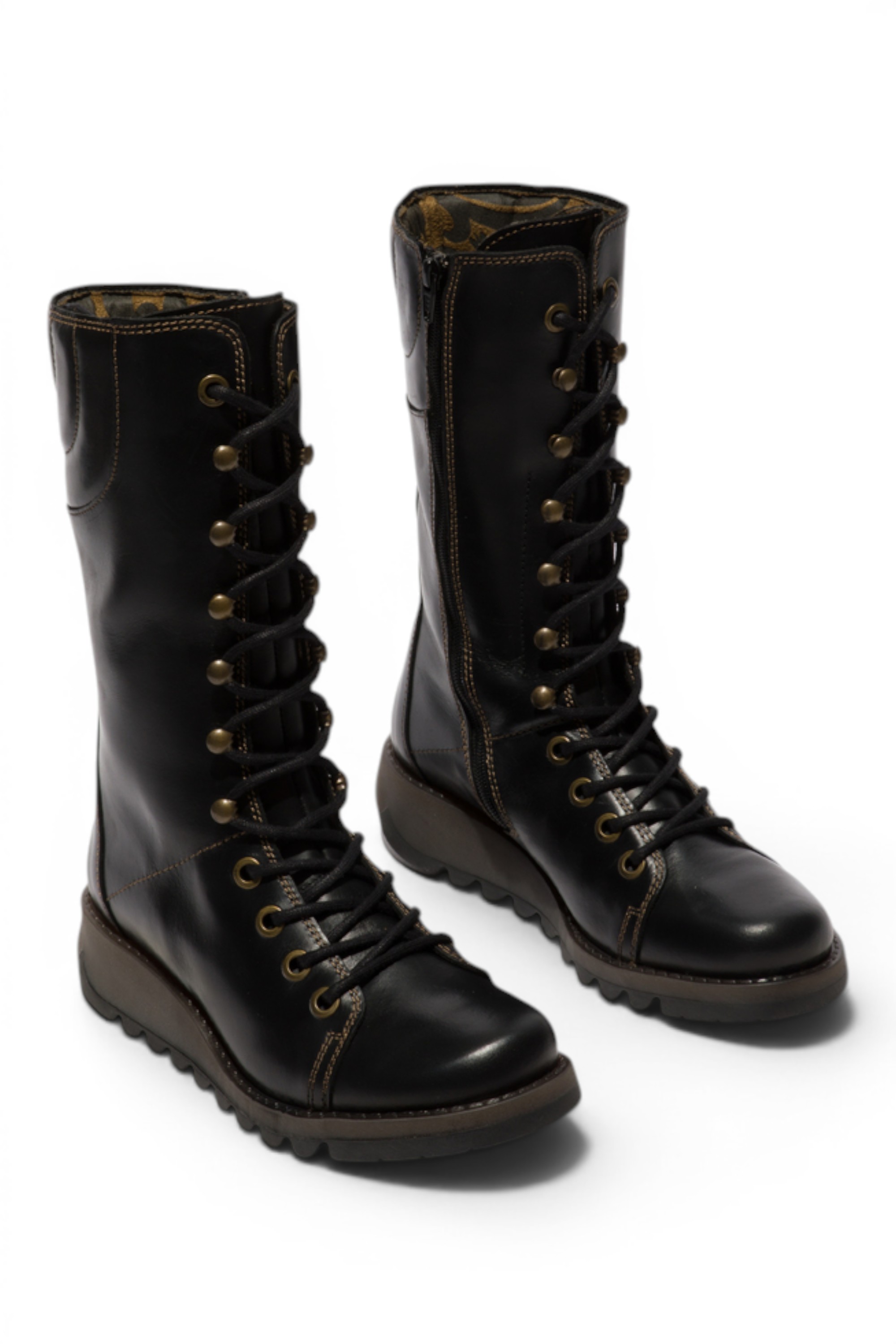 Black Womens Leather Ankle Boots-STER767, Image 2 of 5