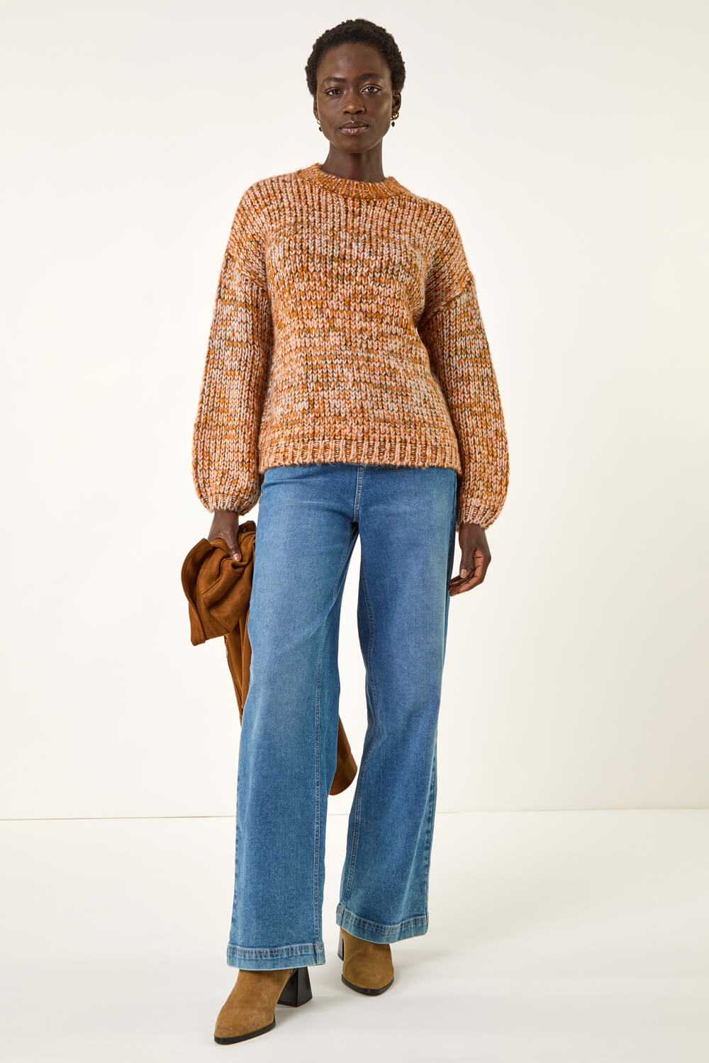 Orange Metallic Ombre Knit Jumper, Image 4 of 7