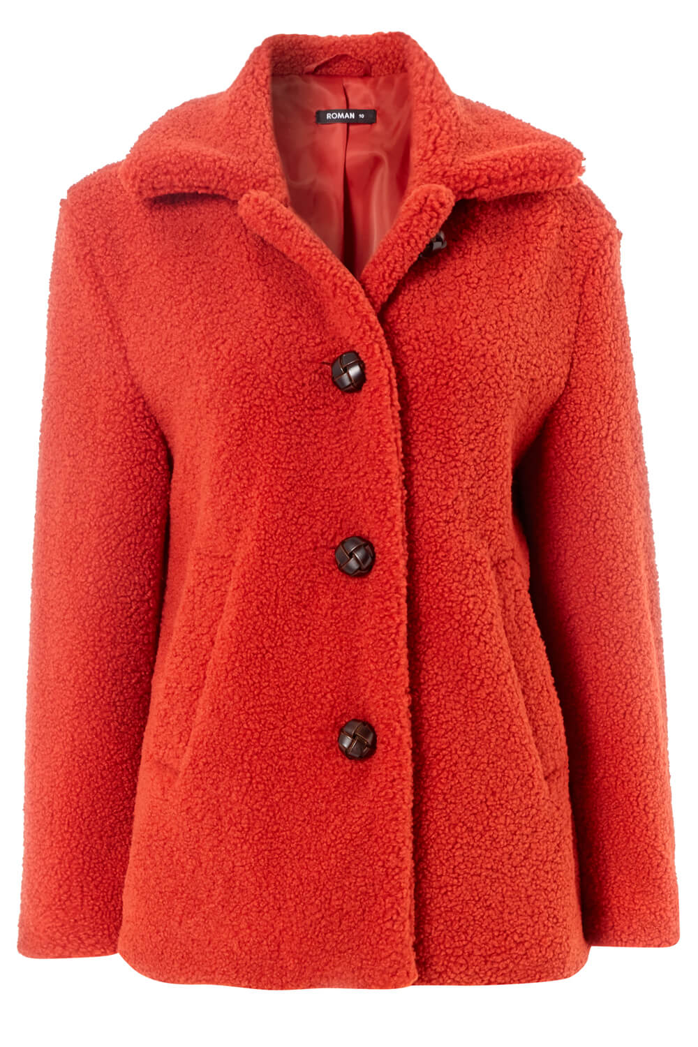 Rust Faux Fur Teddy Coat, Image 6 of 5