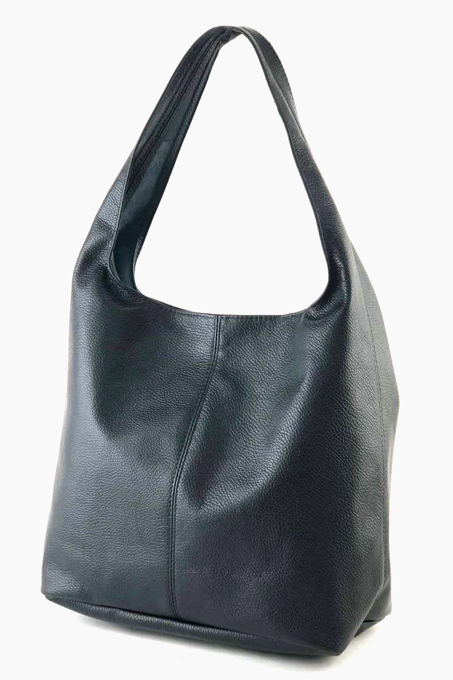 Black Italian Leather Shoulder Bag, Image 3 of 3