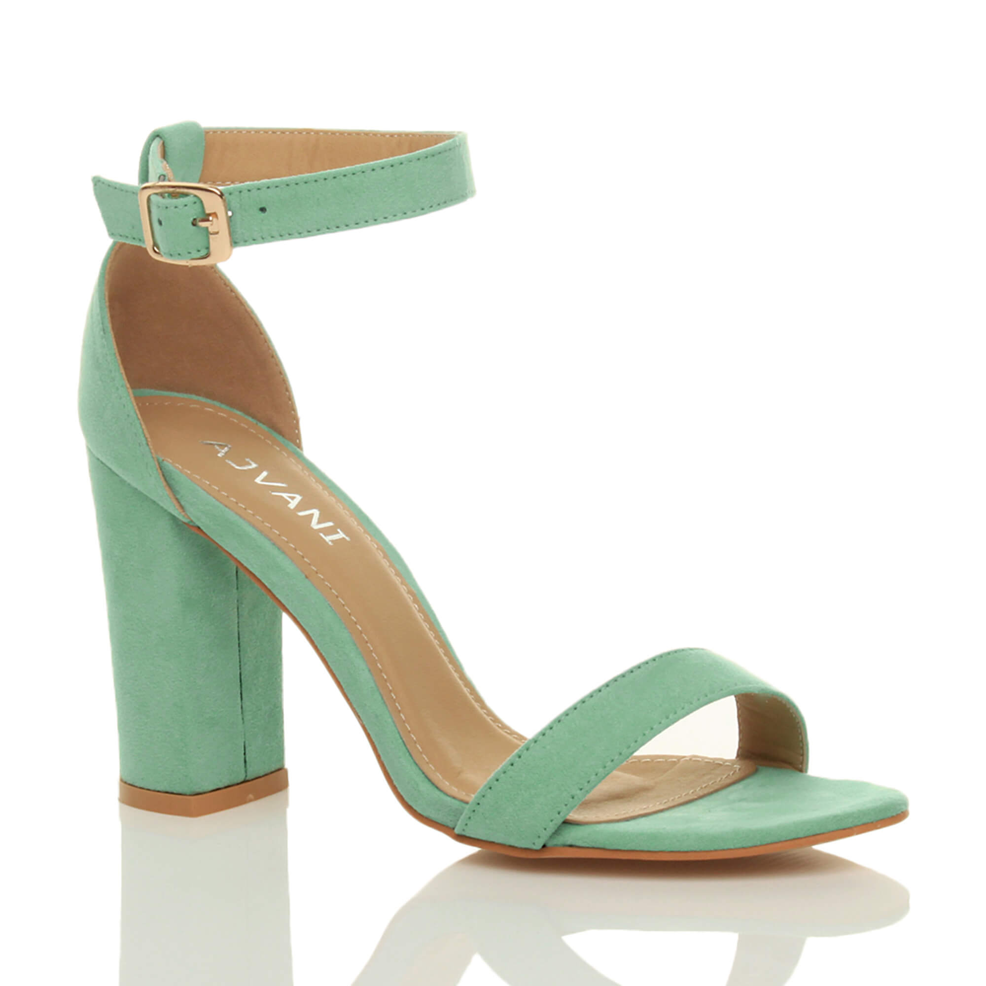 Mint AJVANI Mint High Block Heel Ankle Strap Sandals, Image 1 of 6