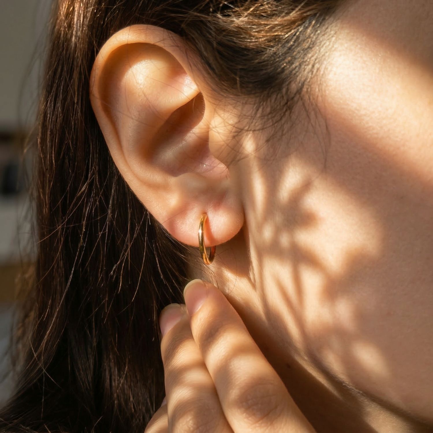 Gold Tiny Plain Everyday Classic Gold Plated Hoop Earrings, Image 2 of 5