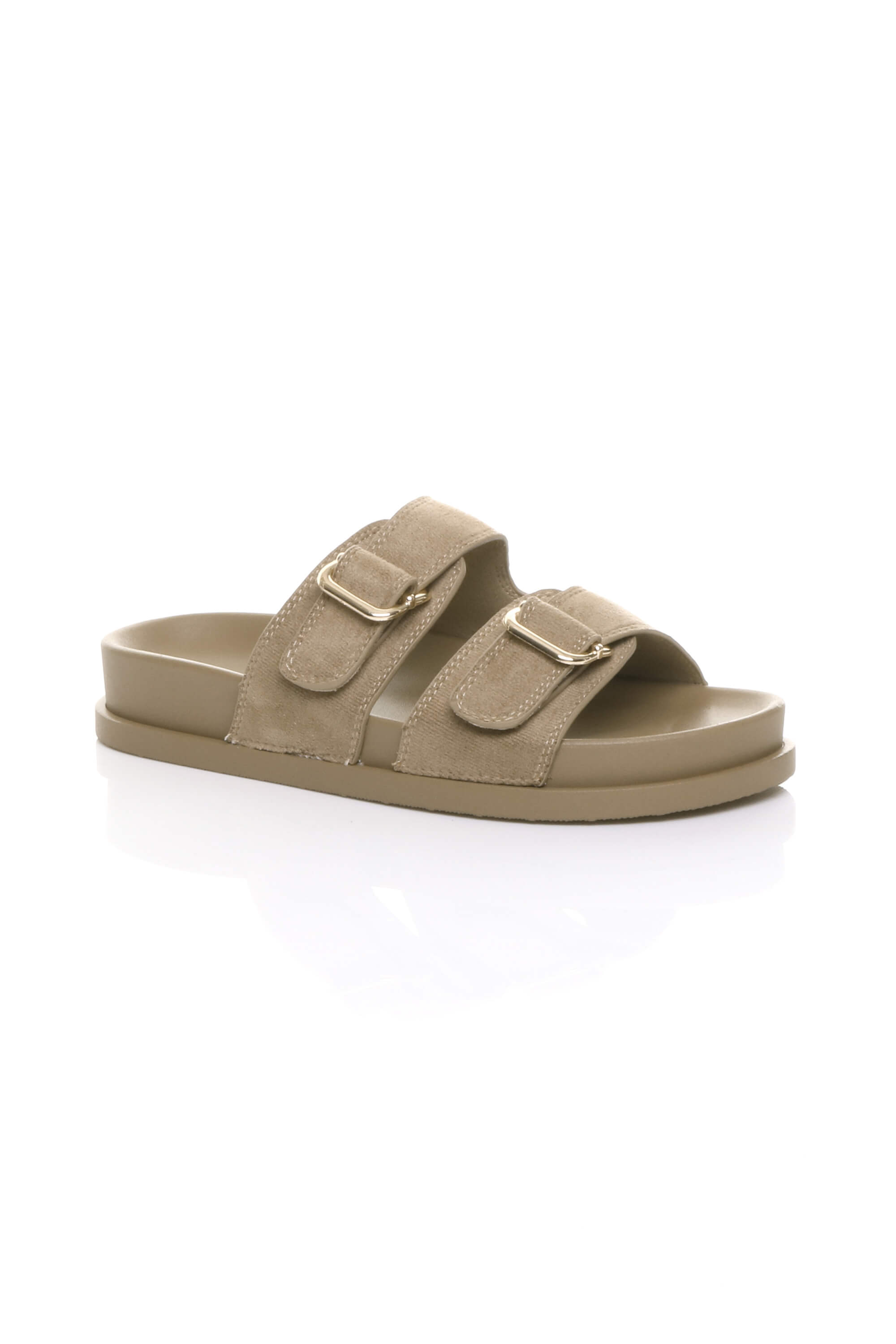 Taupe AJVANI Taupe Flatform Double Buckle Footbed Sandals, Image 1 of 4