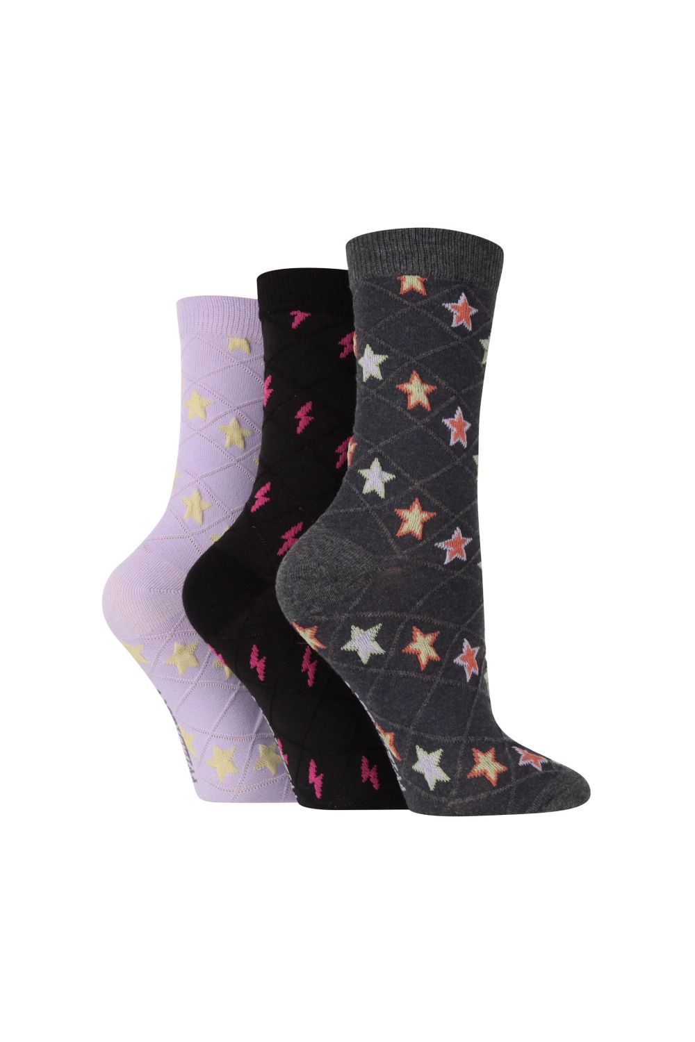 Black 3 Pack Fashionable Texture Knit Cotton Socks, Image 1 of 3