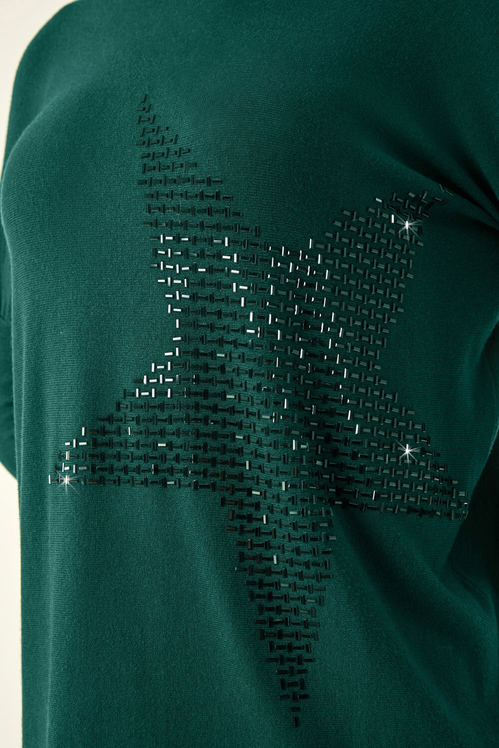Emerald Sparkly Star Longline Jumper, Image 6 of 5