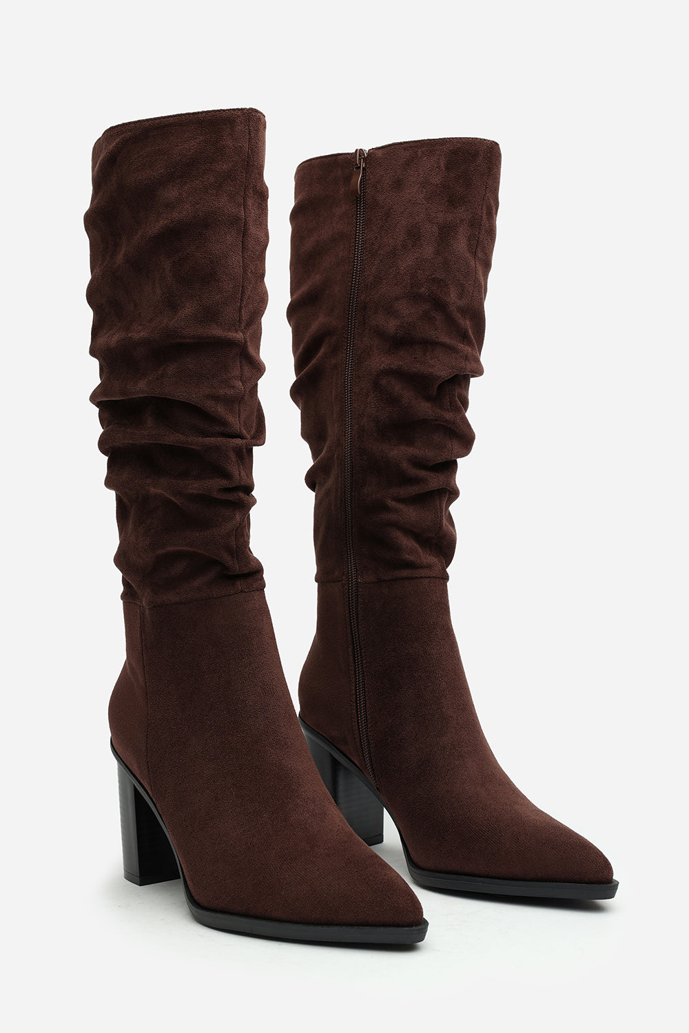 Dark Brown 'Quilla' Slouch Knee High Boots with Block Heel, Image 3 of 6